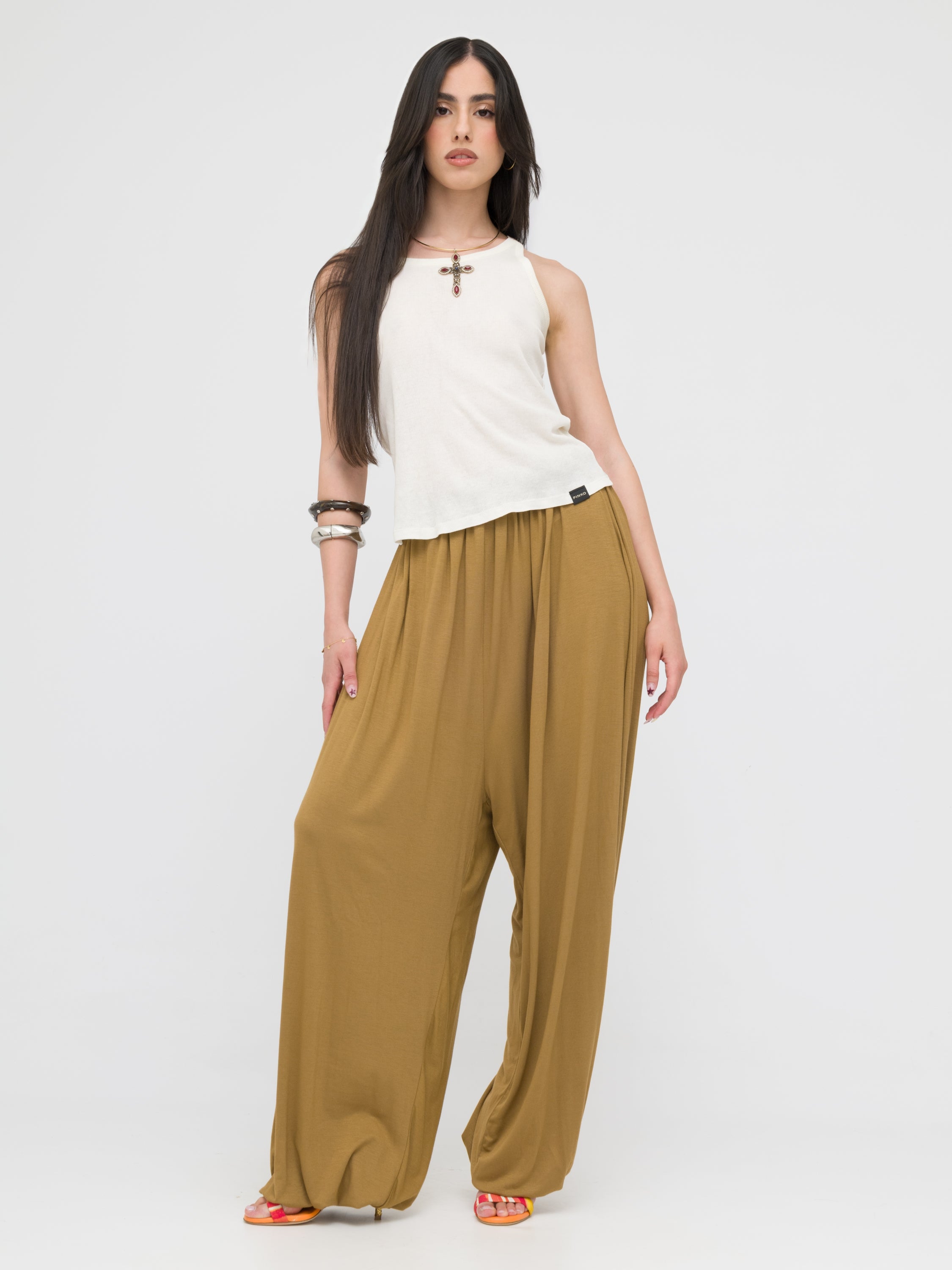 DIXIE- pantalone ampio giallo ocra