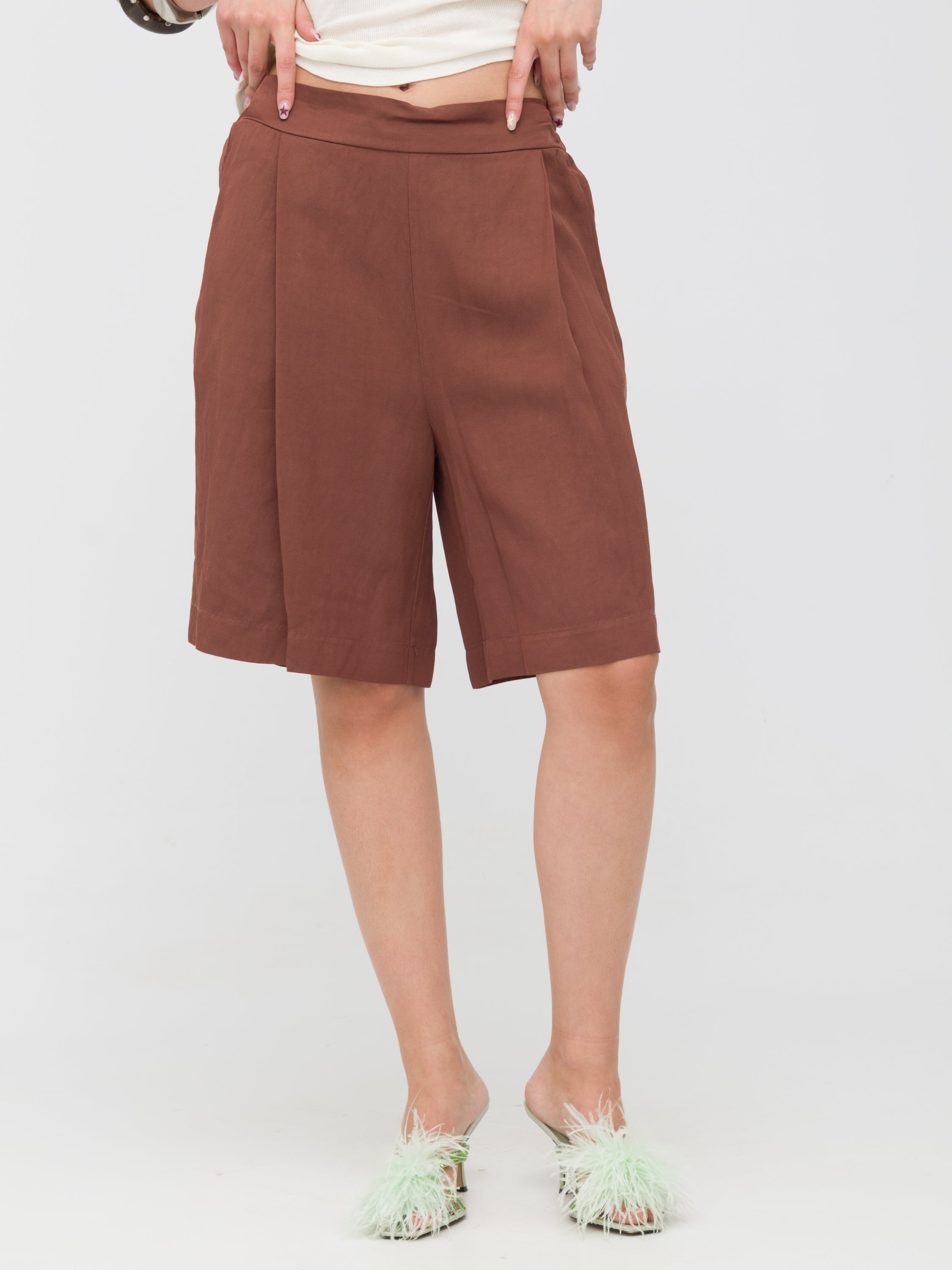 DIXIE - Bermuda di lino brown