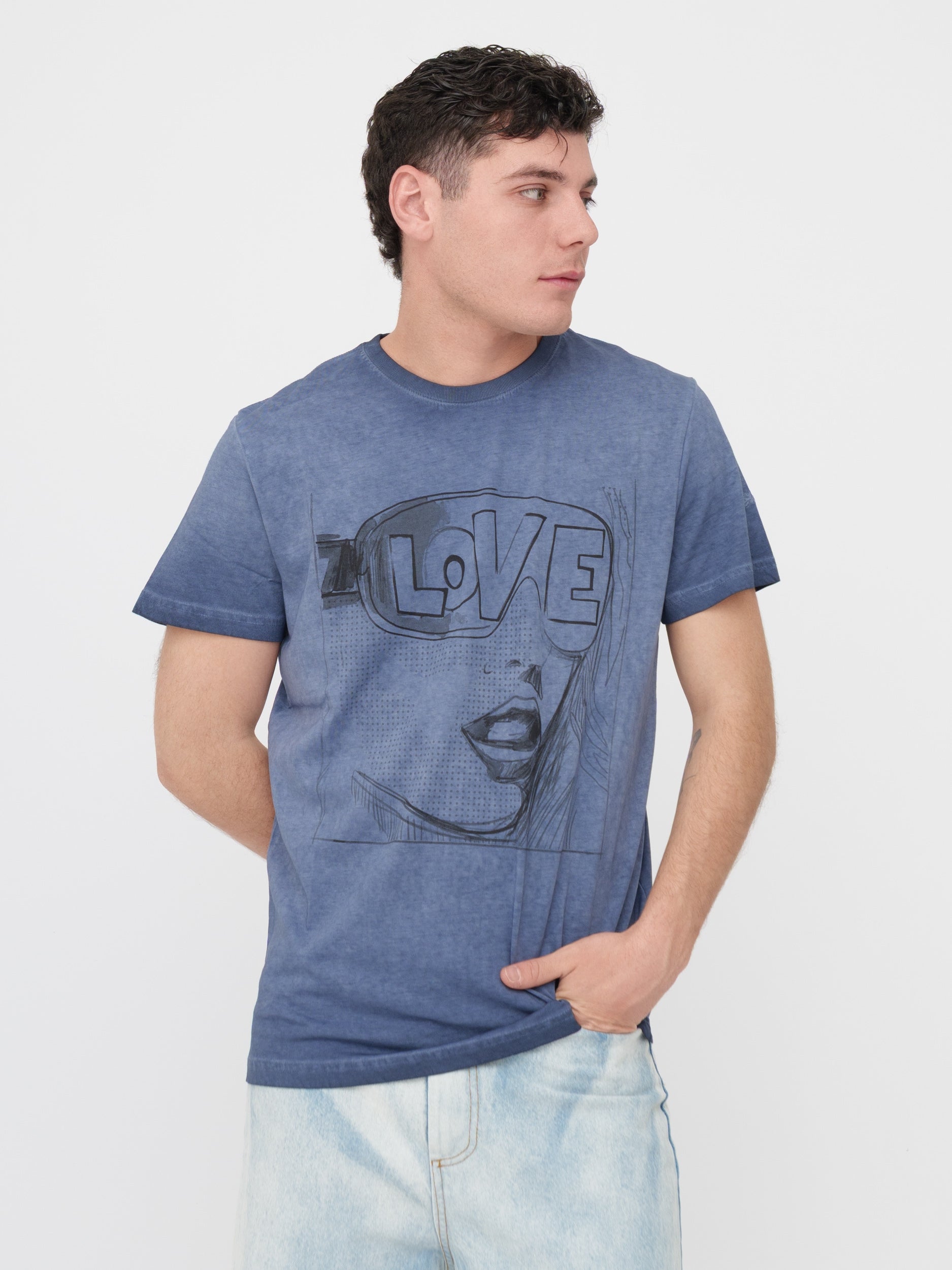 SHOCKLY - t-shirt blu con stampa