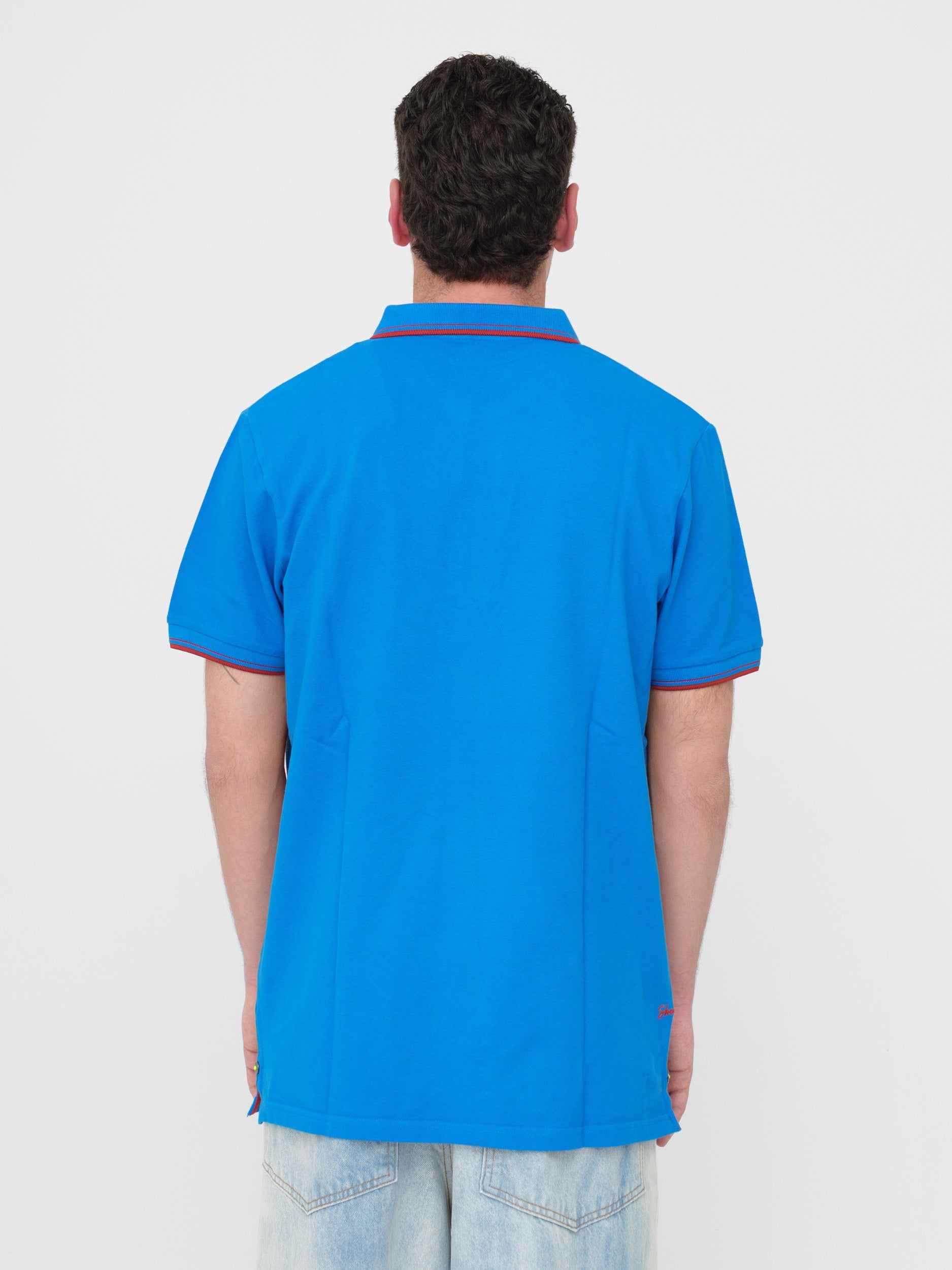 SHOCKLY - T- shirt polo azzurra dettagli rossi