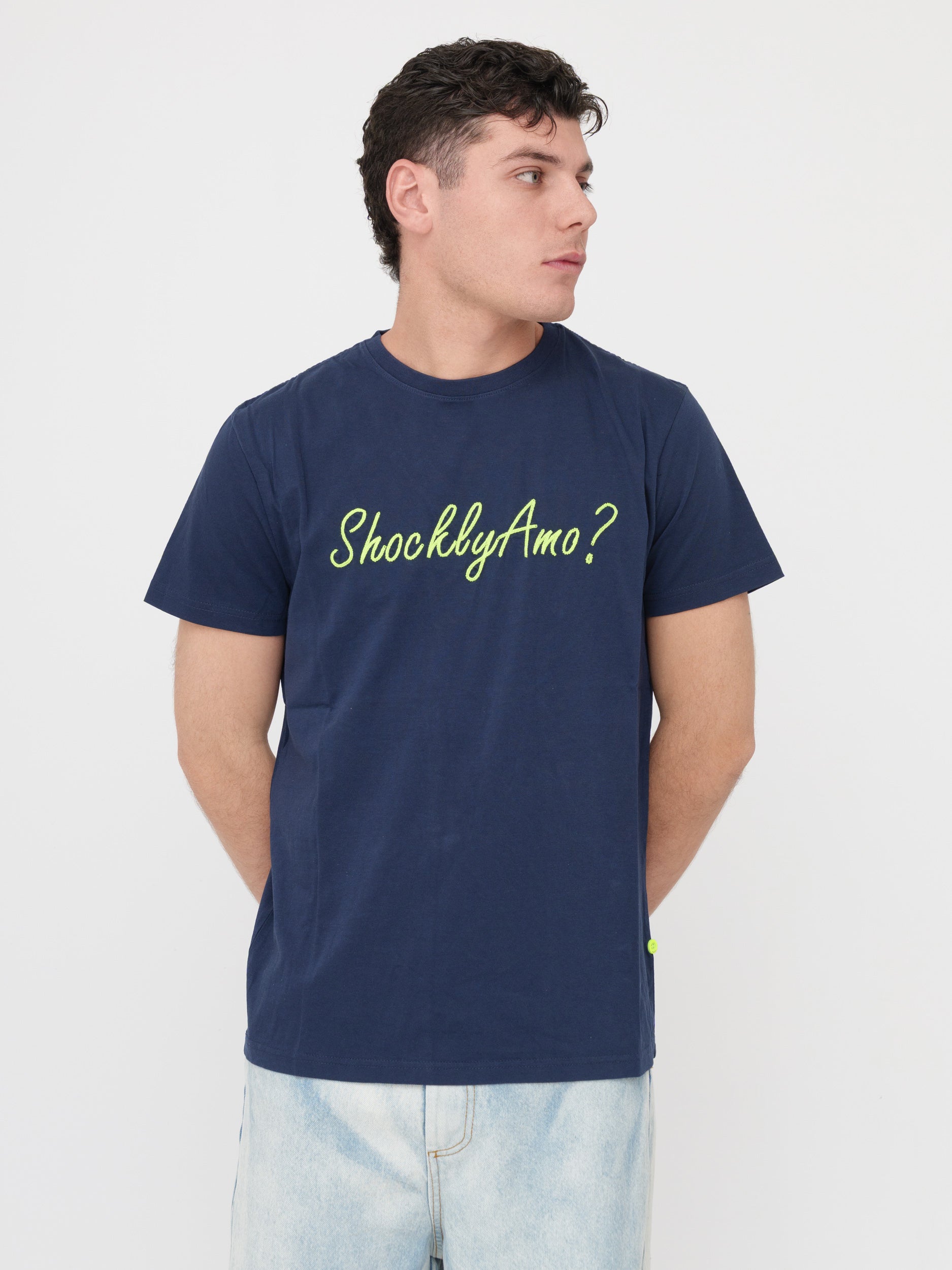 SHOCKLY - T- shirt blu con scritta