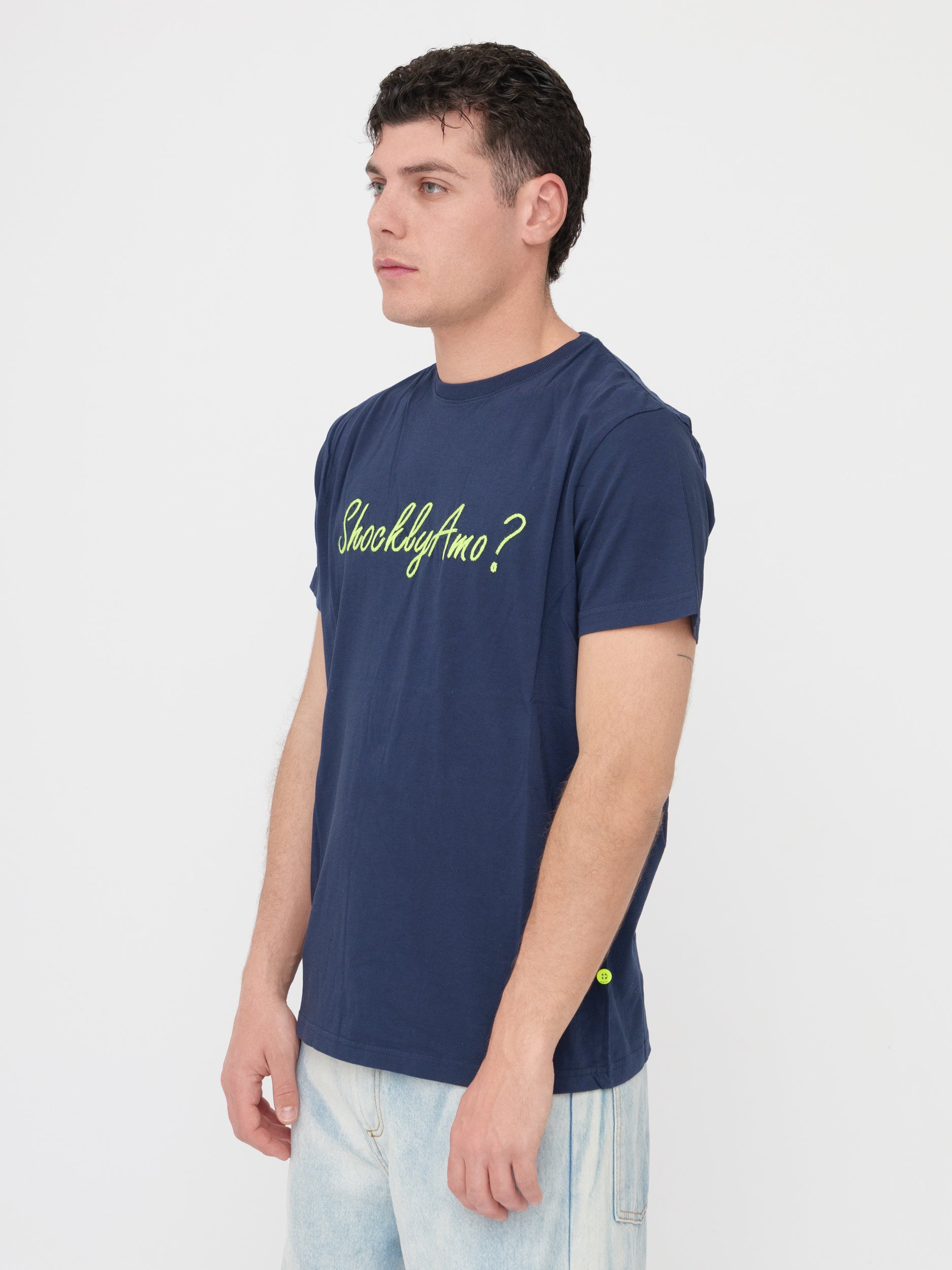 SHOCKLY - T- shirt blu con scritta