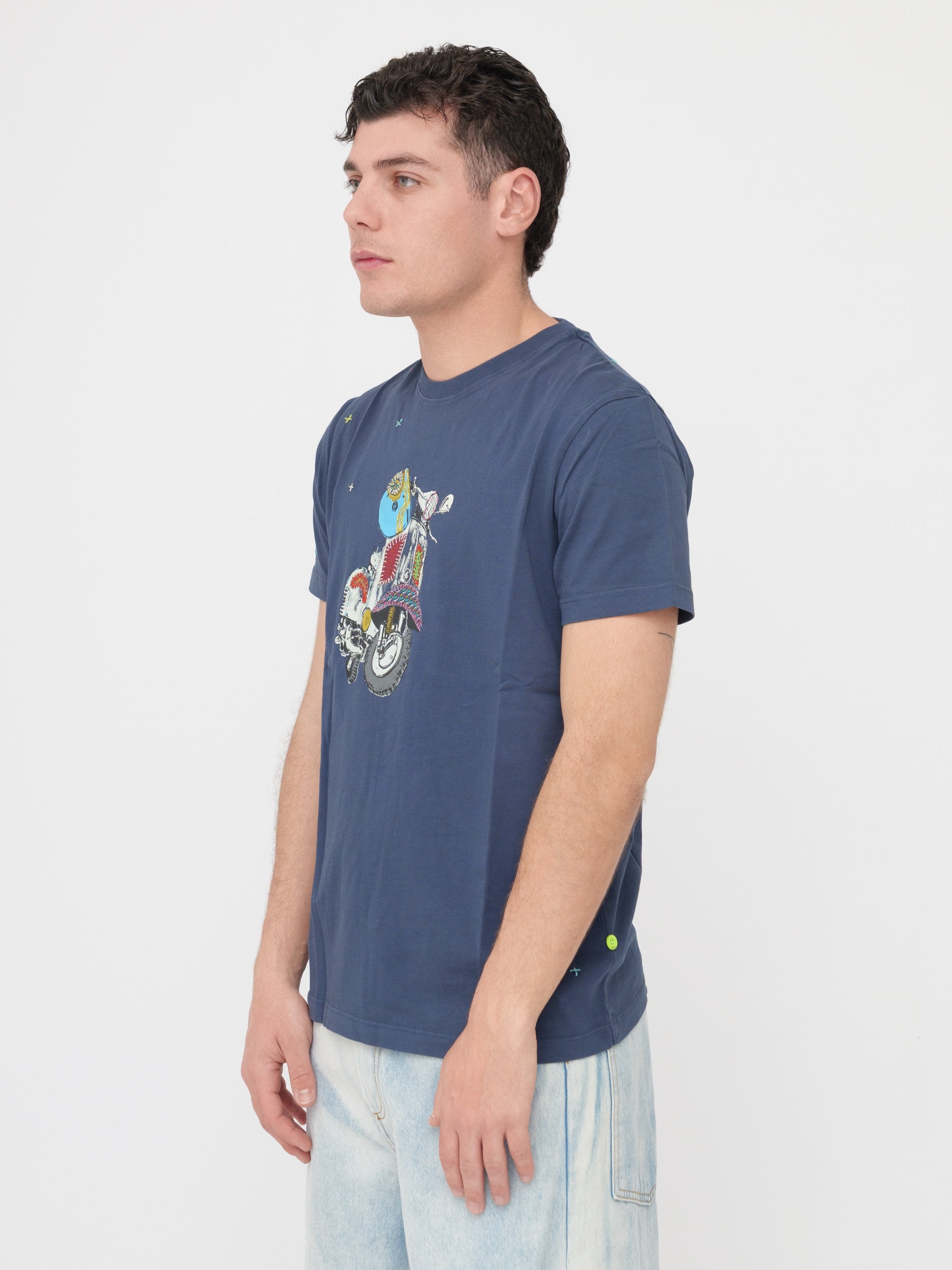 SHOCKLY - T- shirt blu con stampa