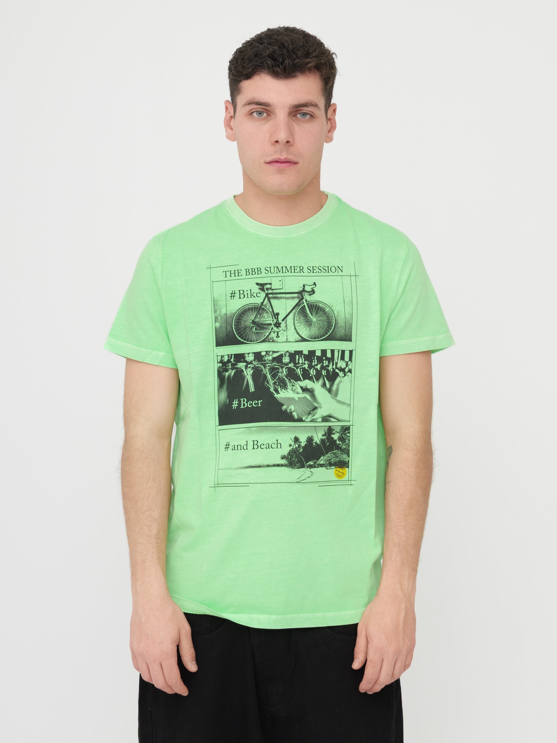 SHOCKLY - T- shirt verde con stampa