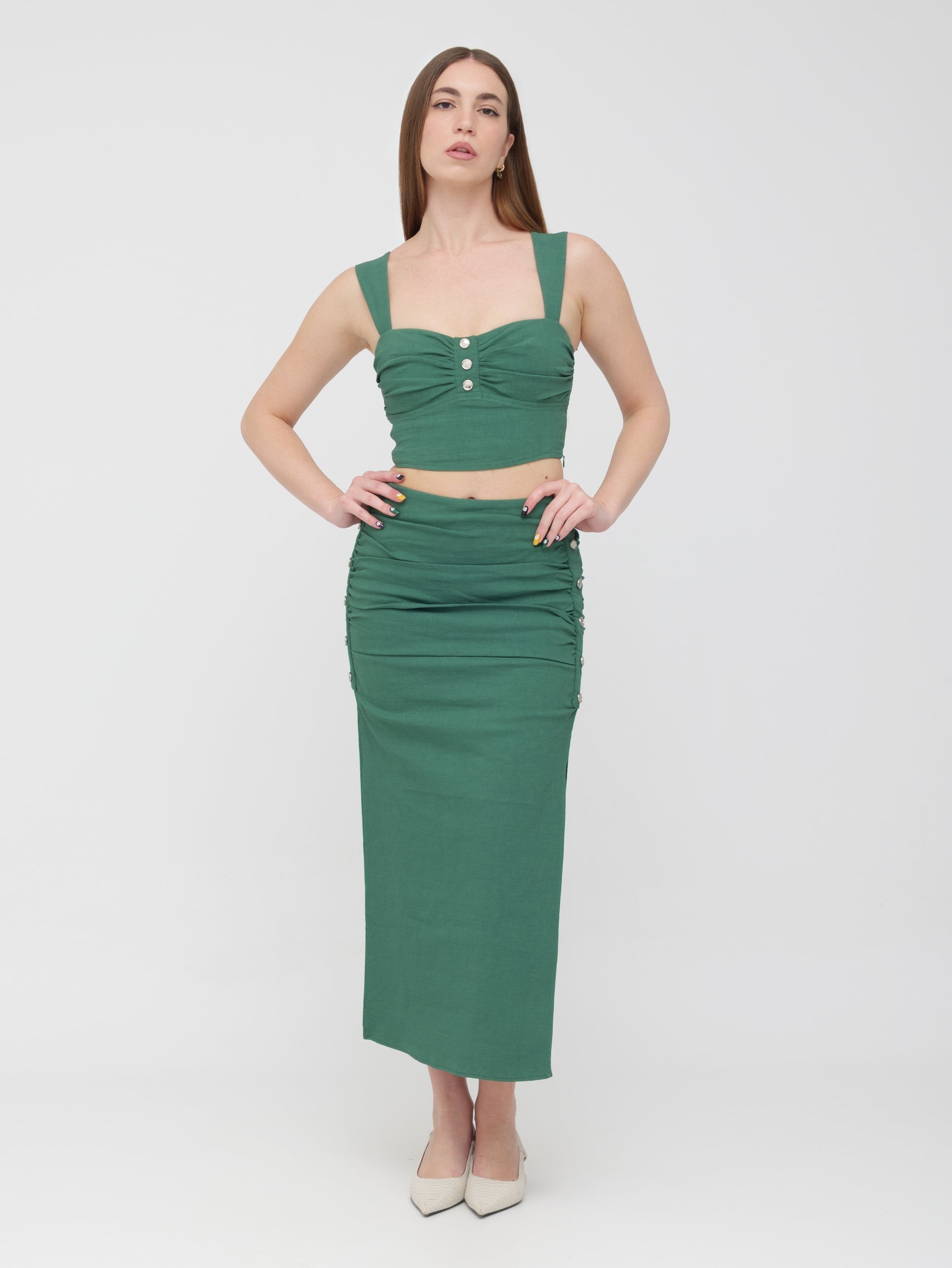 PINKO - completo top a bretelle e gonna midi