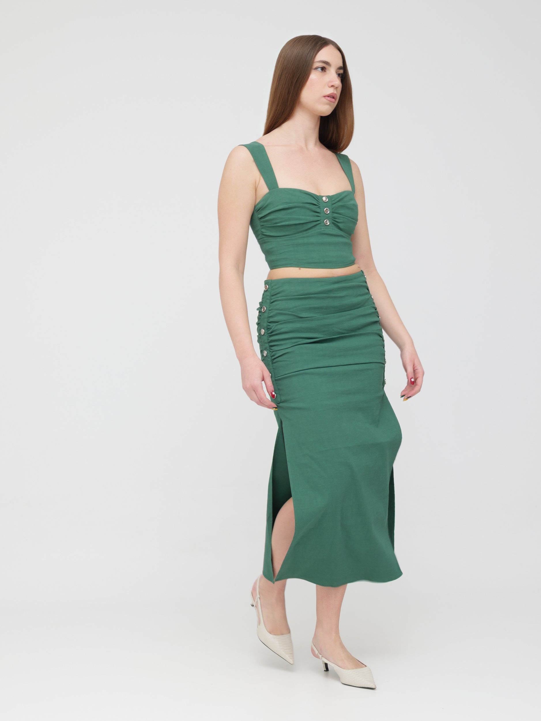 PINKO - completo top a bretelle e gonna midi