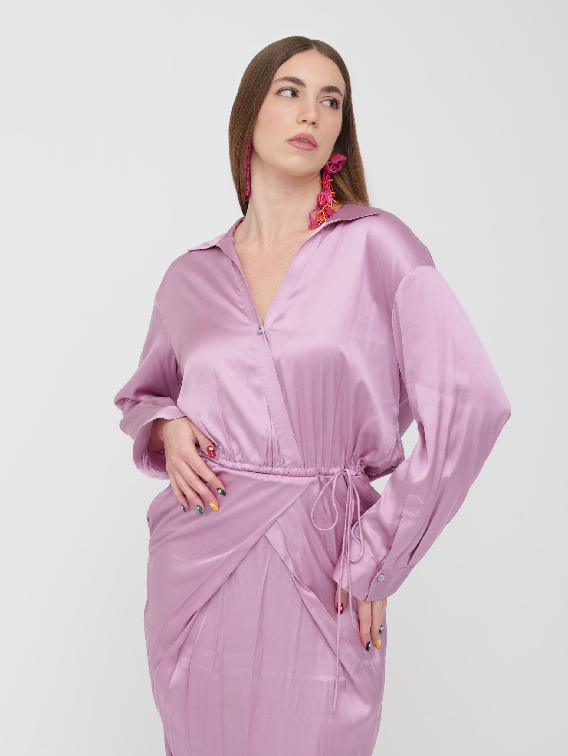 PINKO - abito midi satinato