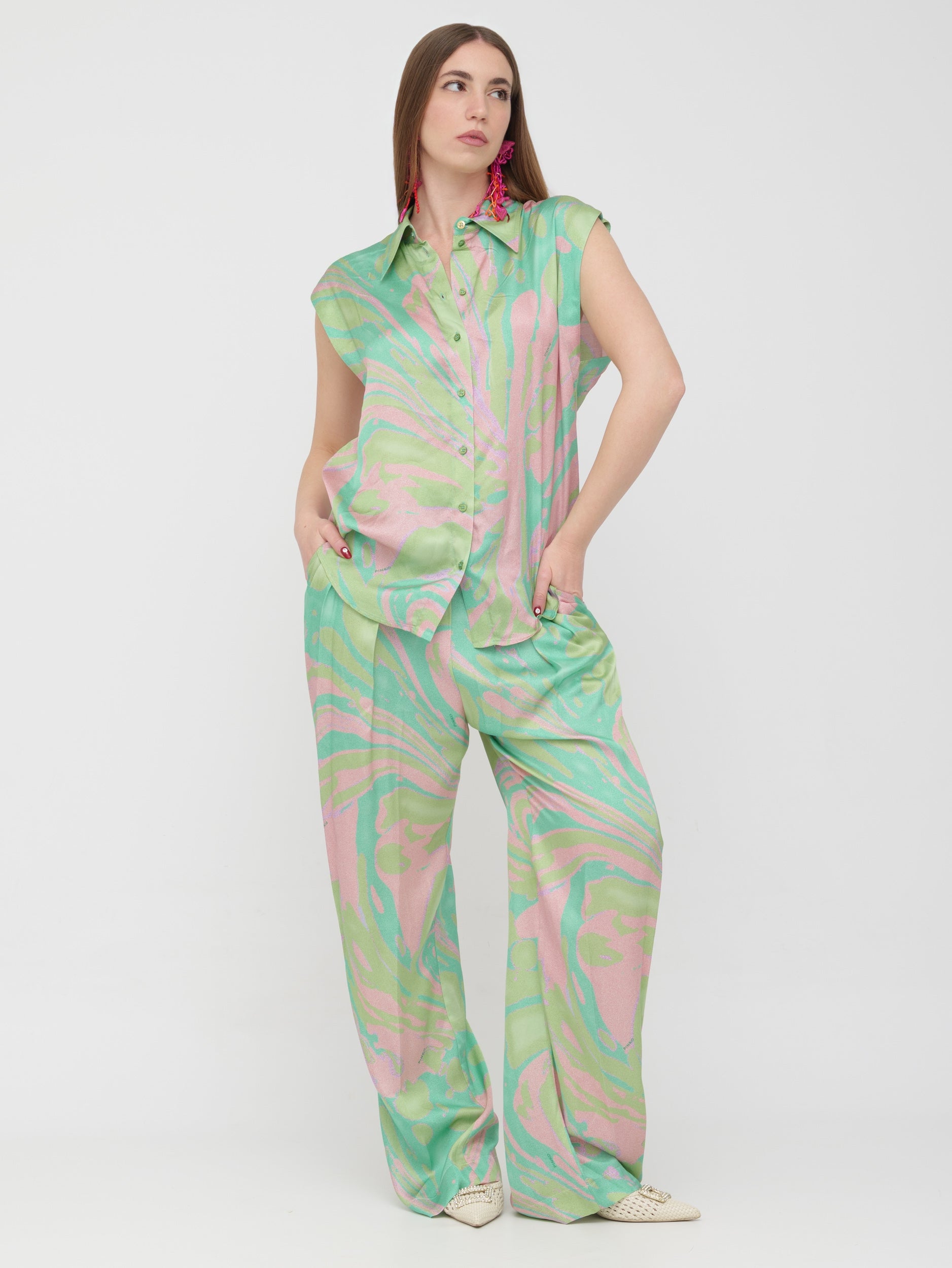 PINKO - completo fantasia camicia con pantalone