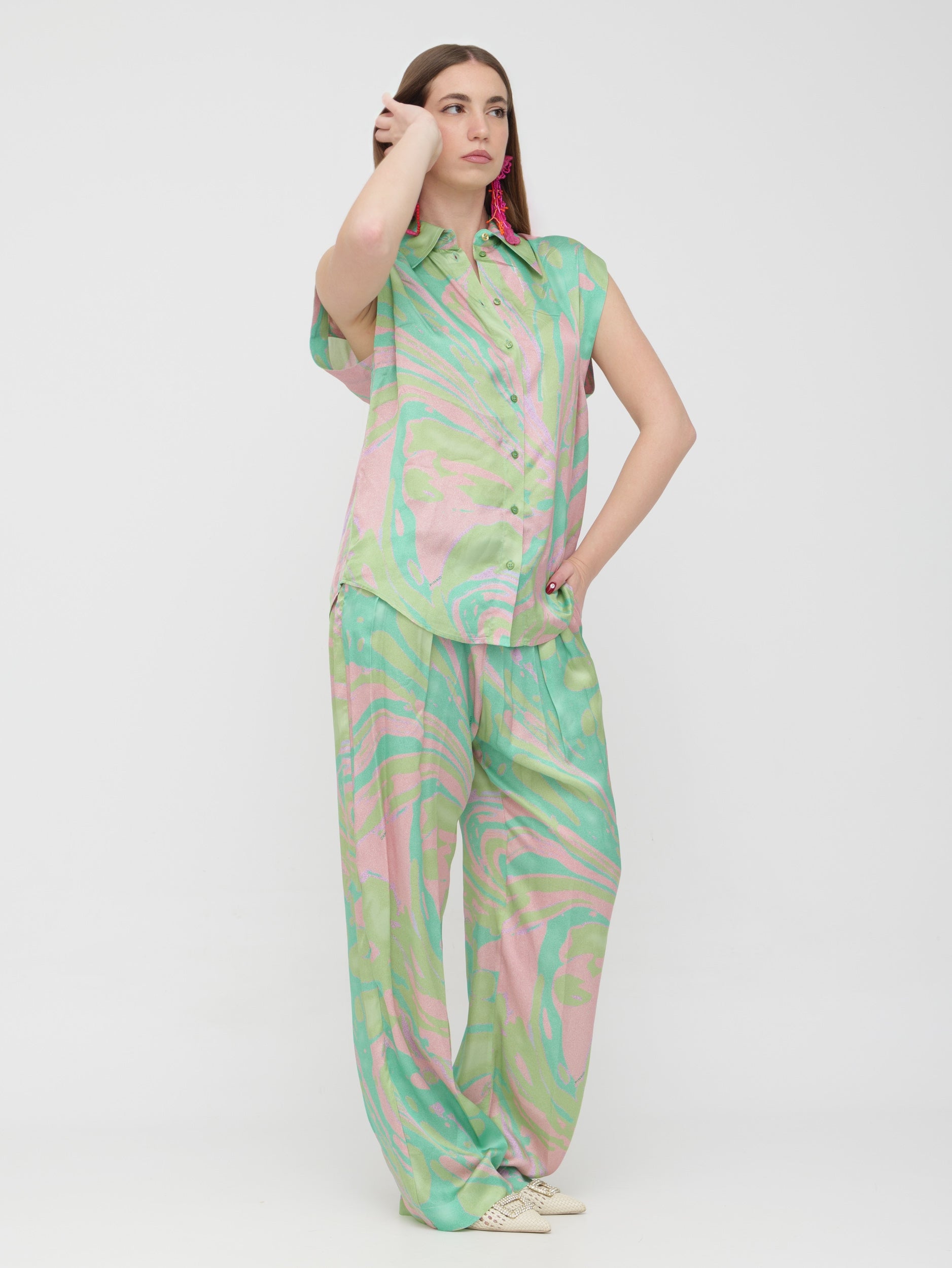 PINKO - completo fantasia camicia con pantalone