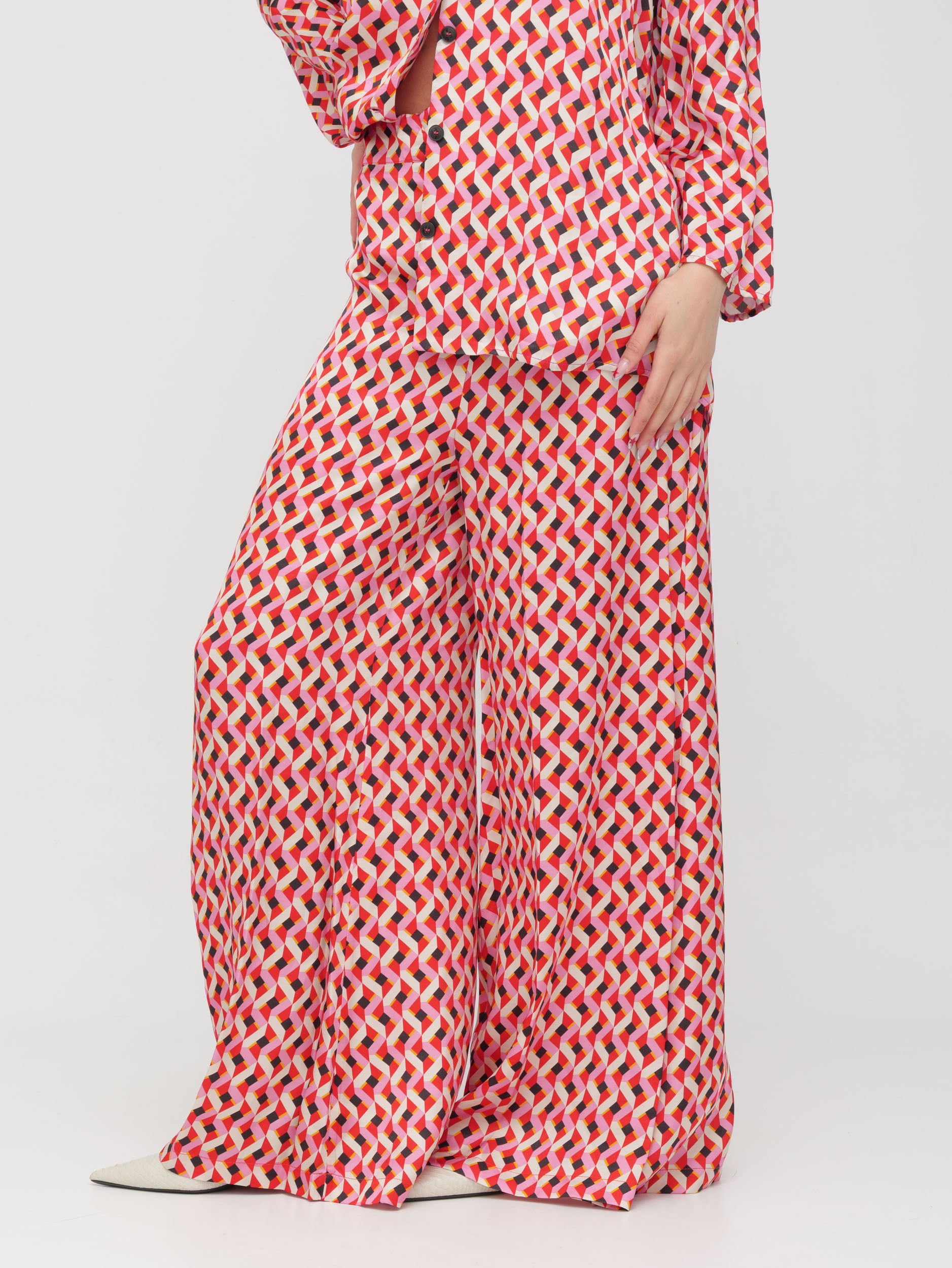 EMMA & GAIA - pantalone wide leg prisma rosso