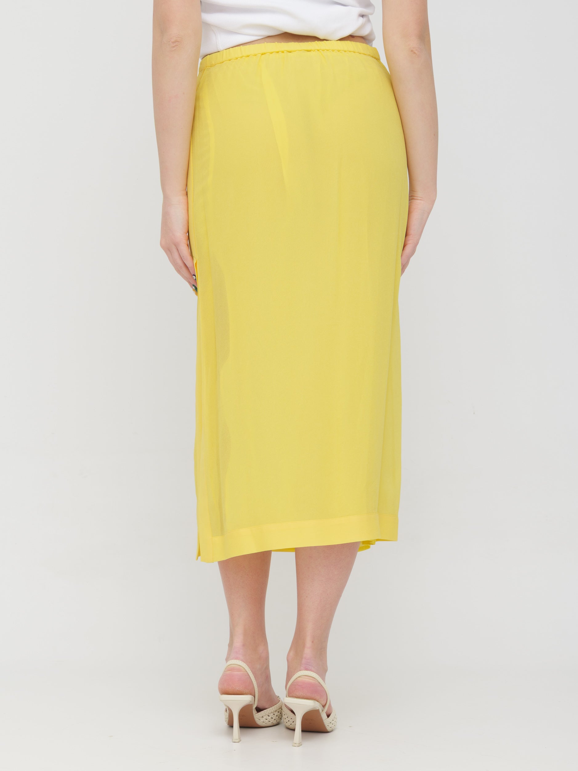 PINKO - gonna midi gialla spacco laterale