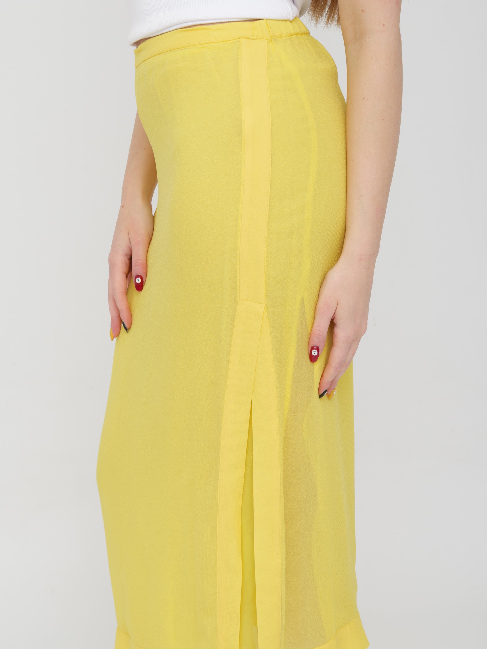 PINKO - gonna midi gialla spacco laterale