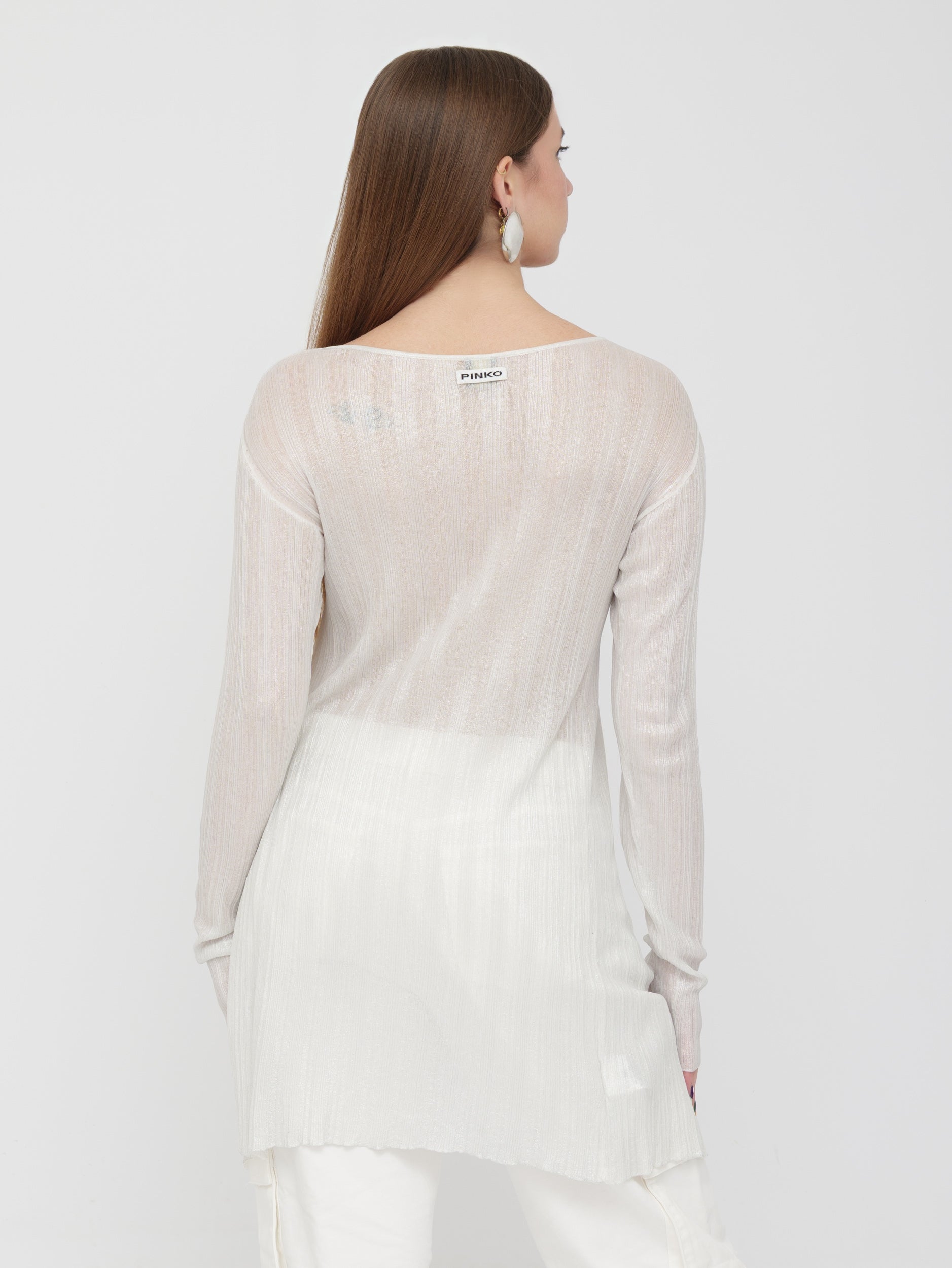 PINKO - cardigan trasparente grigio chiaro