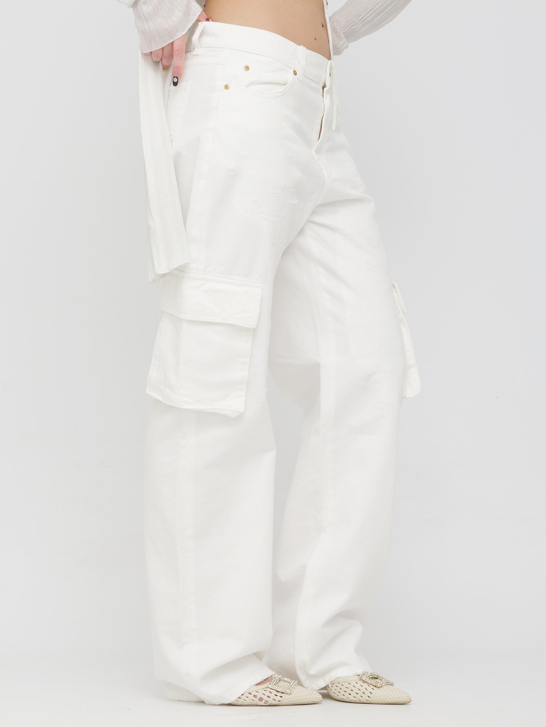 PINKO - pantalone cargo bianco