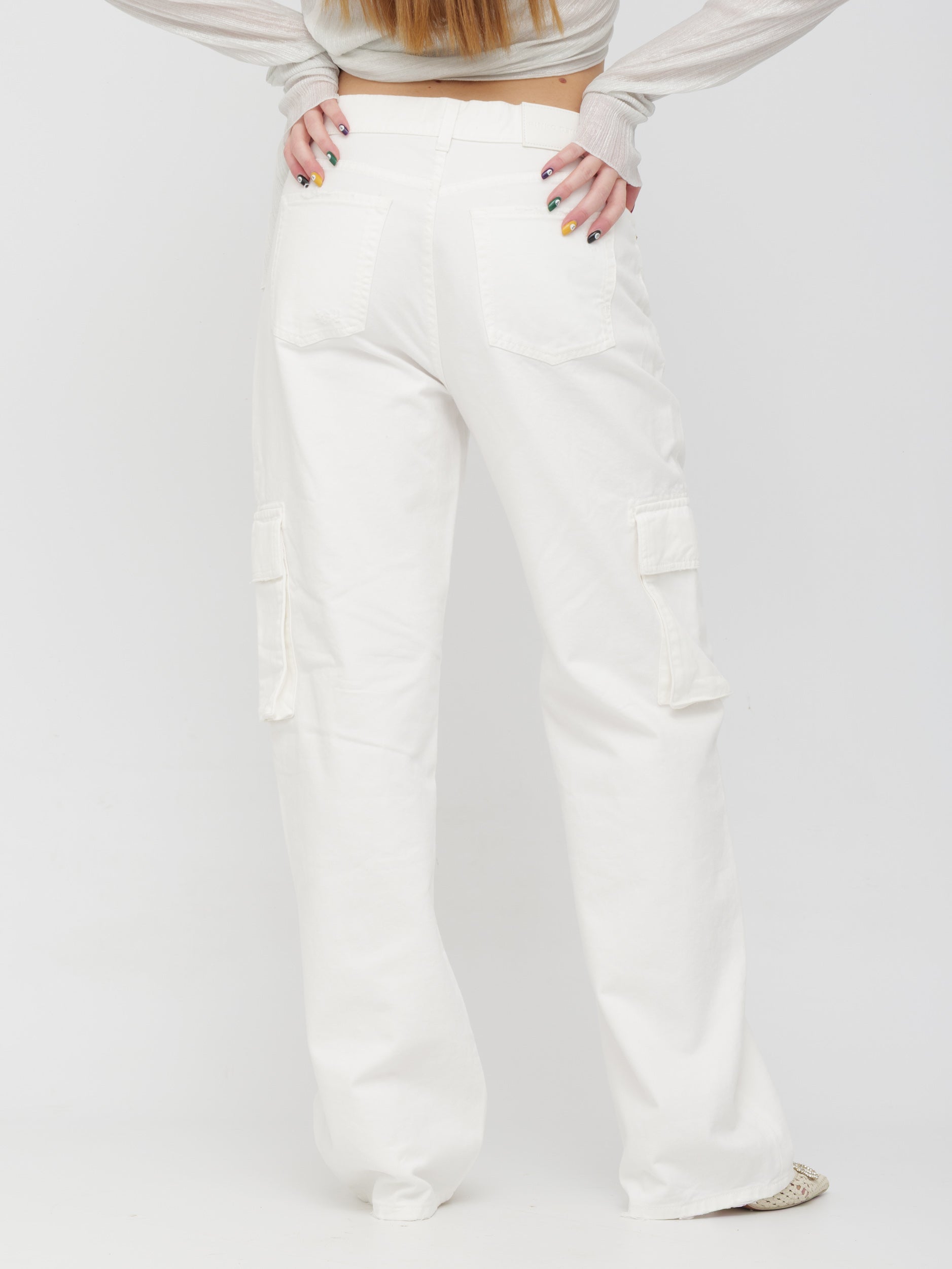 PINKO - pantalone cargo bianco