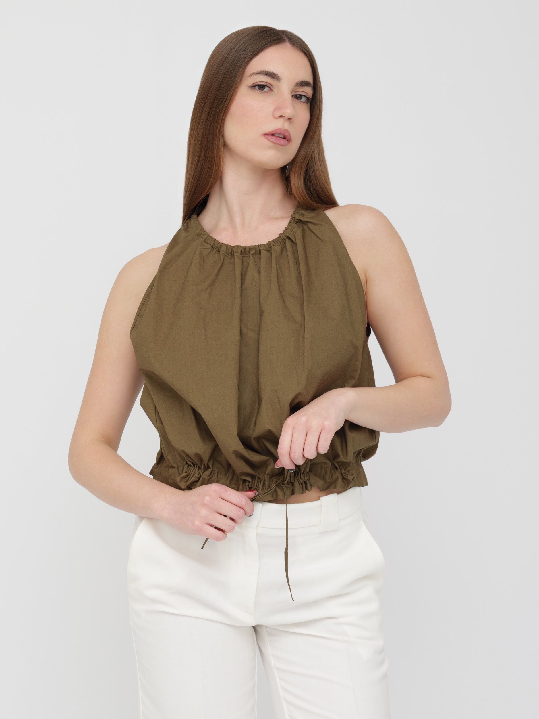 PINKO - blusa ballon regolabile con laccio