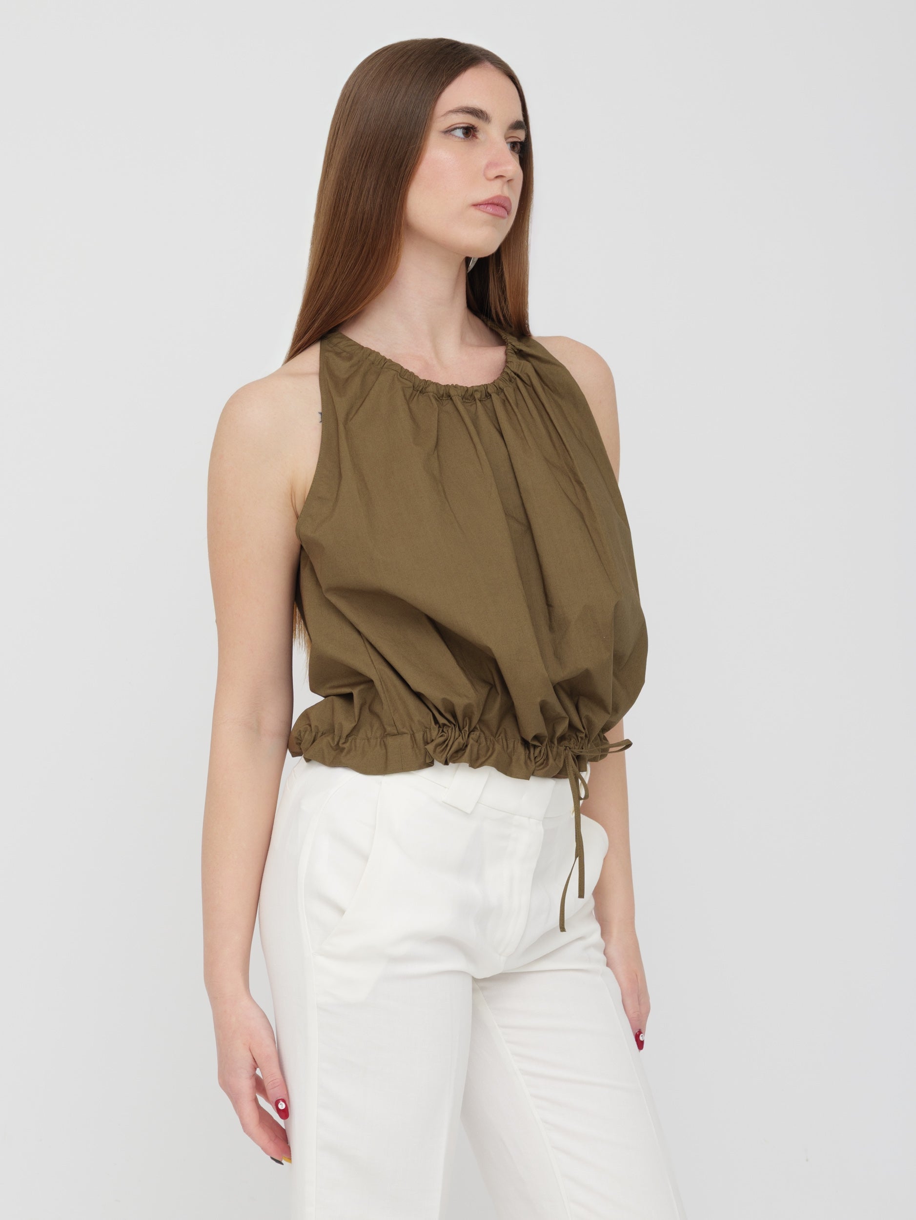 PINKO - blusa ballon regolabile con laccio