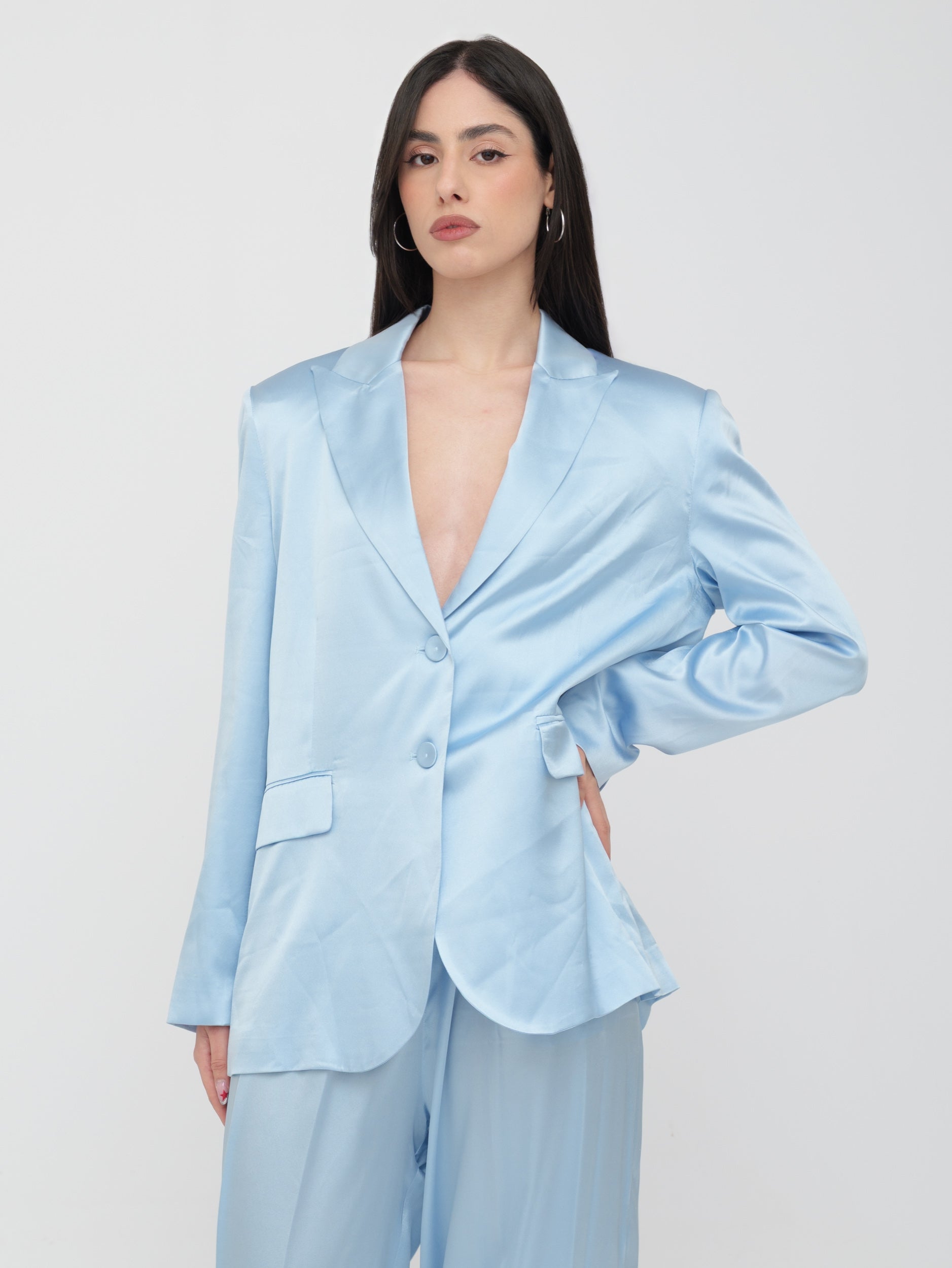 EMMA & GAIA - blazer morbido azzurro