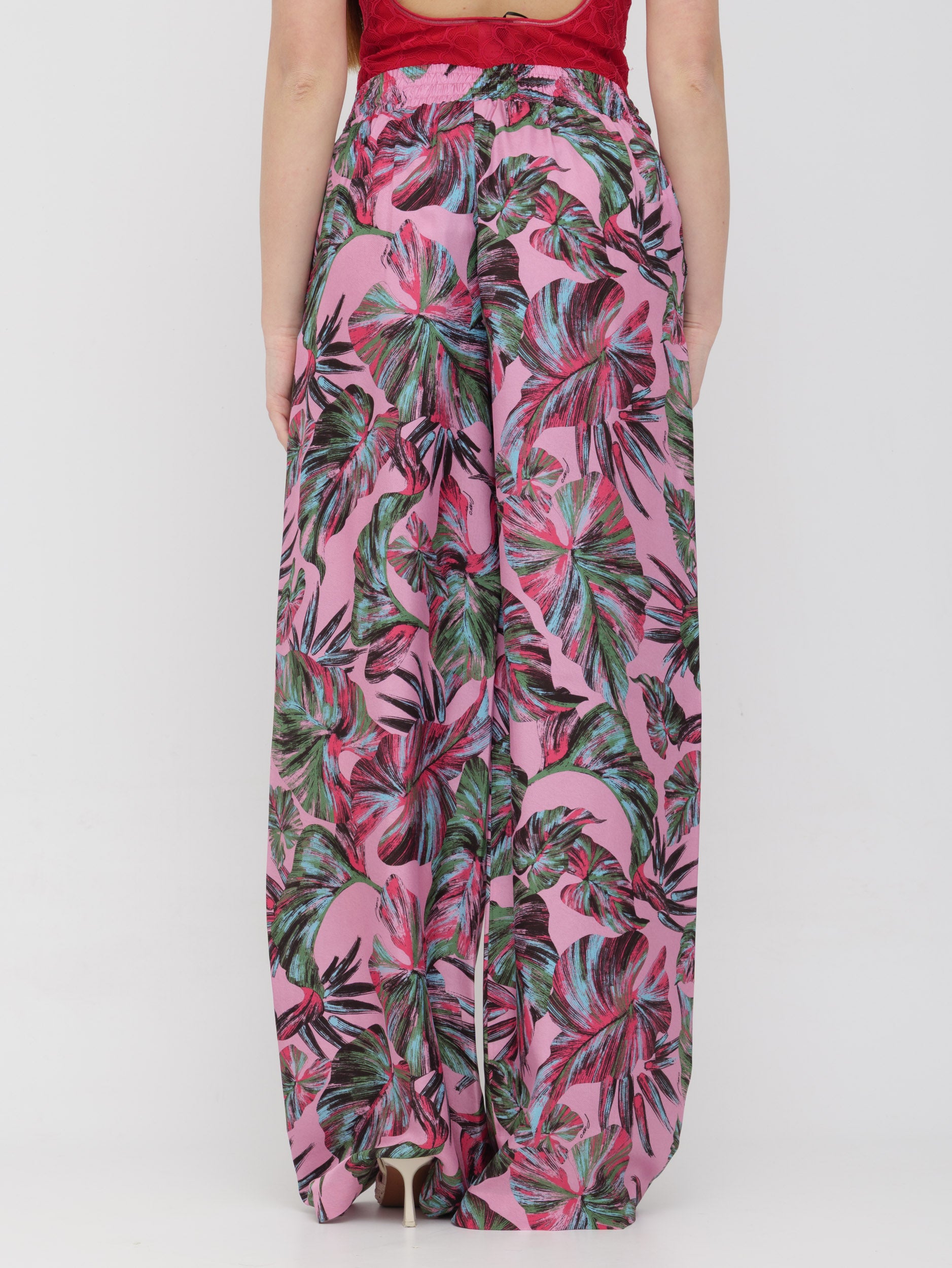 PINKO - pantalone wide leg fantasia pink