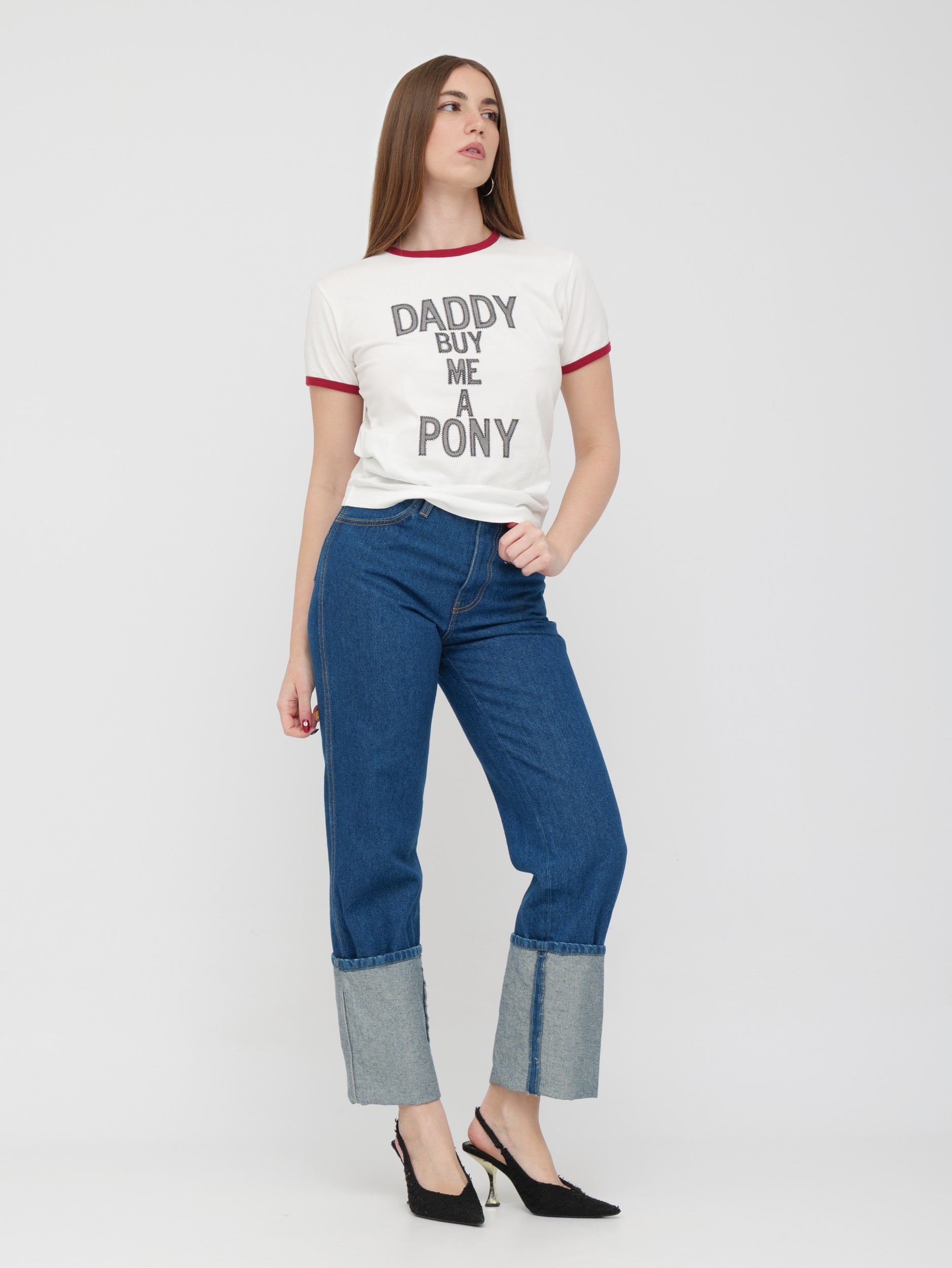 PINKO - t-shirt bianca con scritta