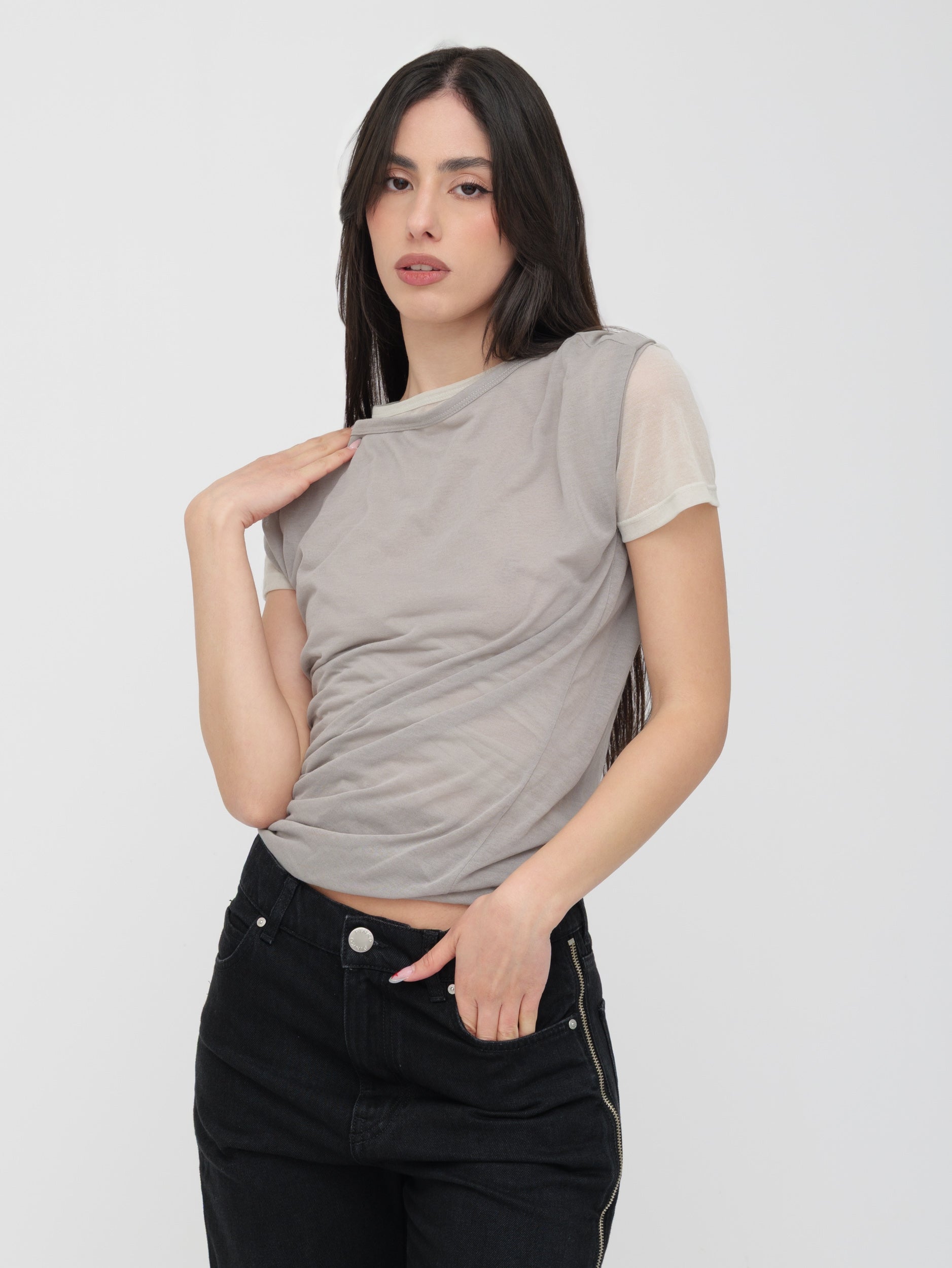 PINKO - t- shirt sovrapposta