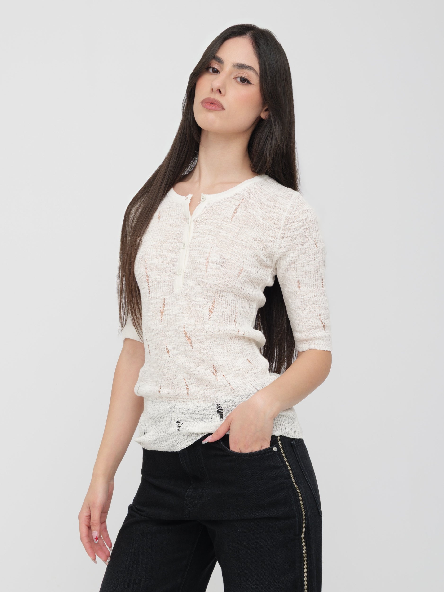 PINKO - pull serafino bianco