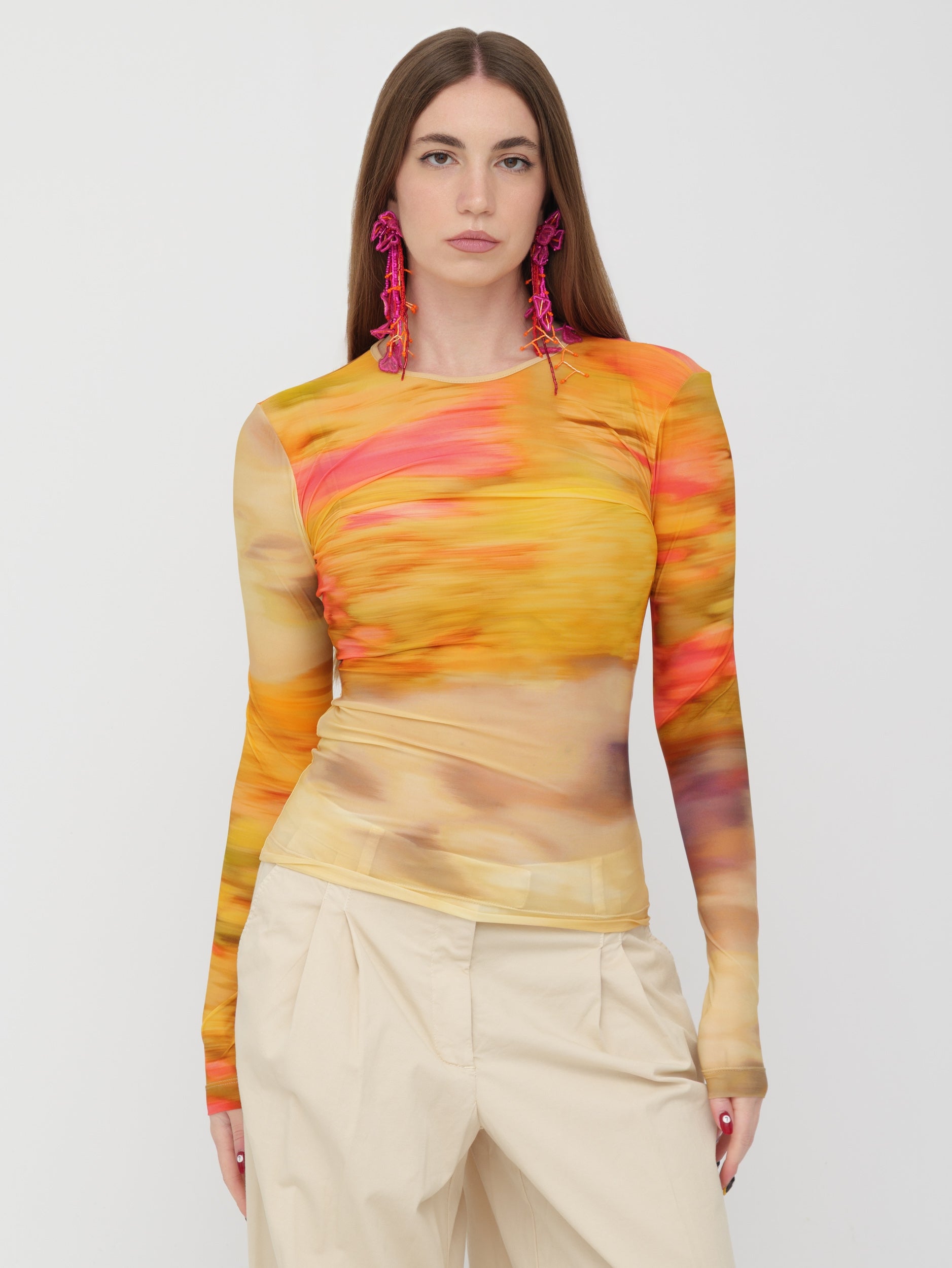 PINKO - top aderente orange shades