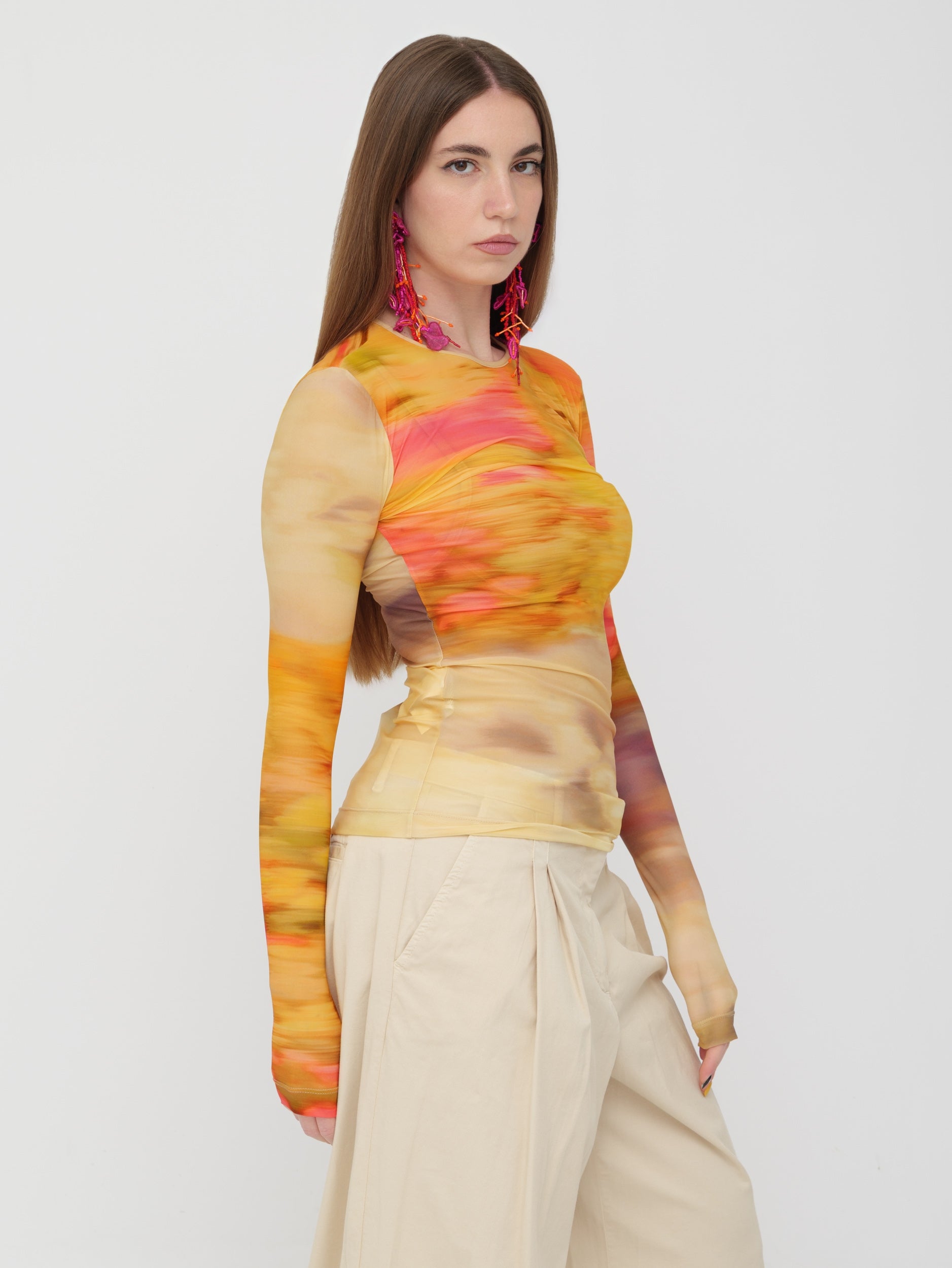 PINKO - top aderente orange shades