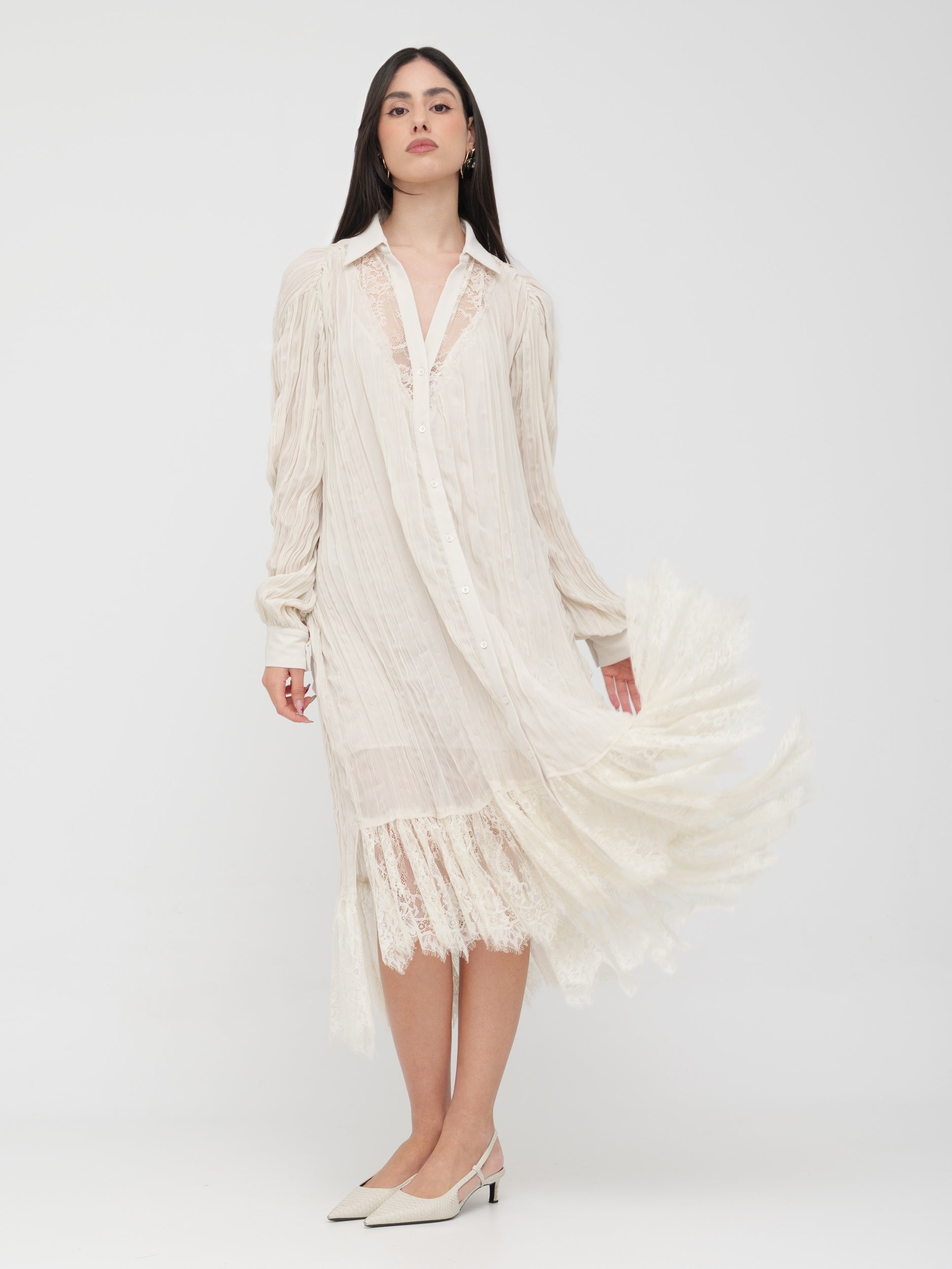 PINKO - abito lungo dettagli in pizzo