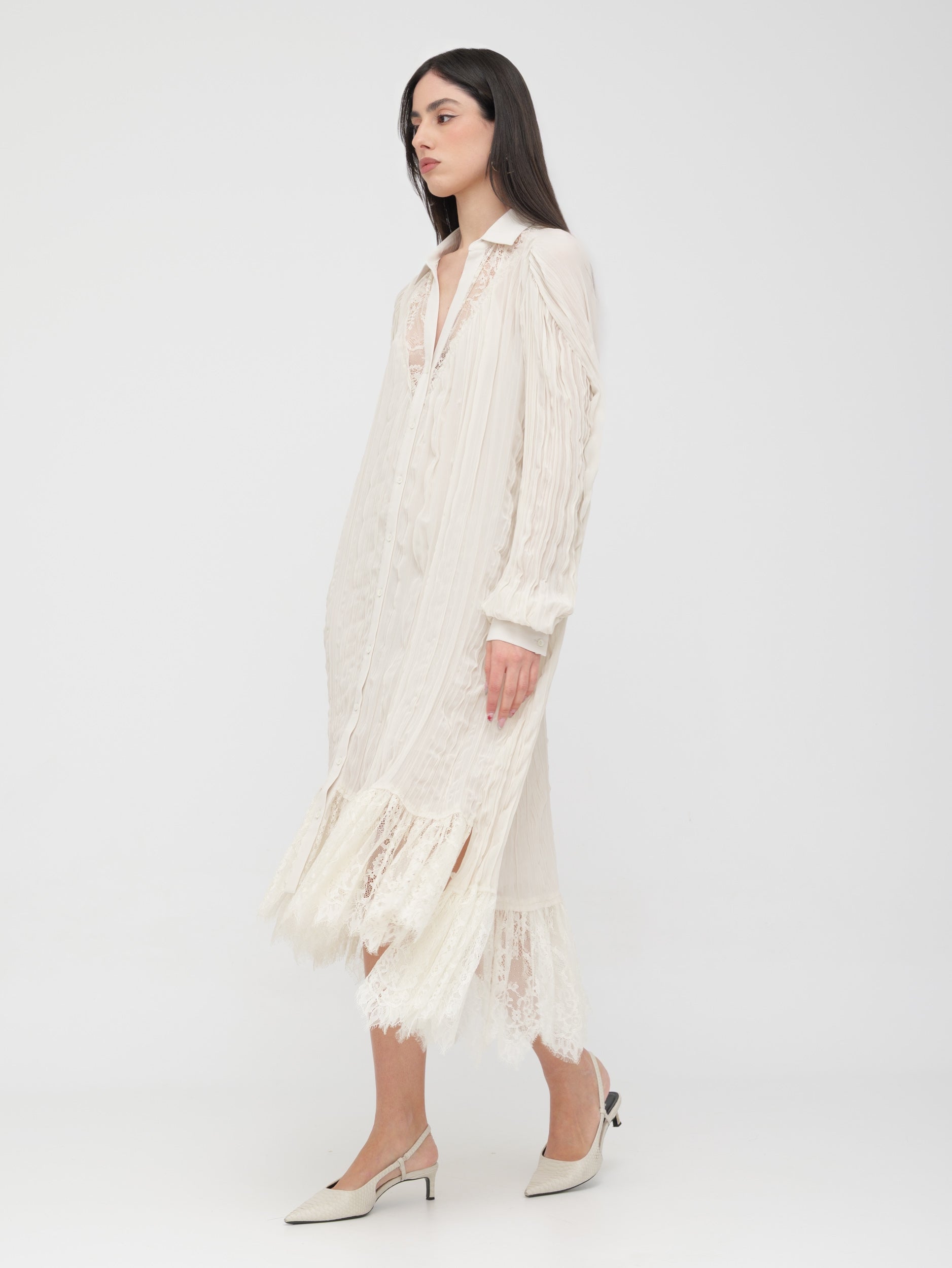 PINKO - abito lungo dettagli in pizzo