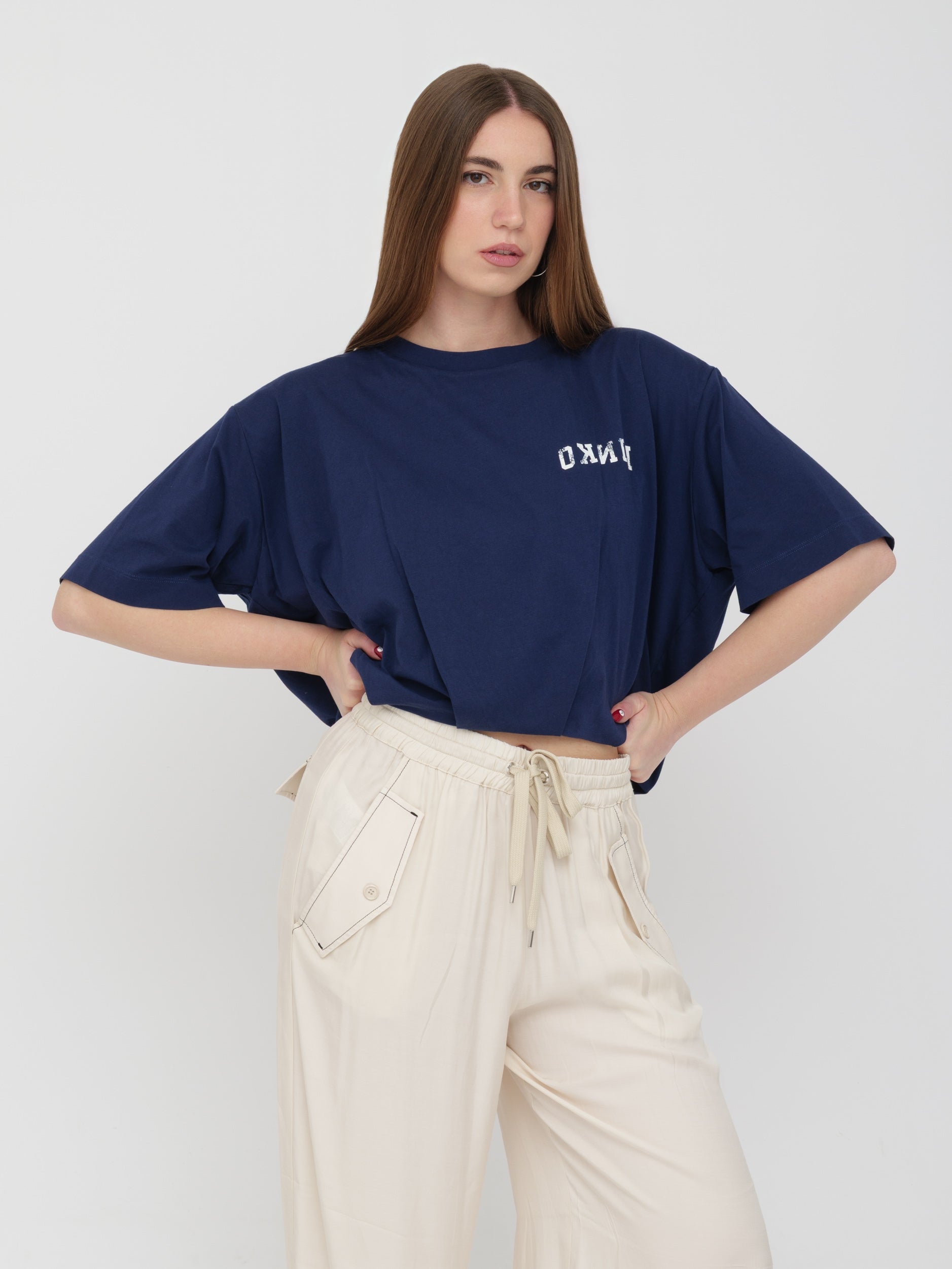 PINKO - t-shirt pinko blu cropped