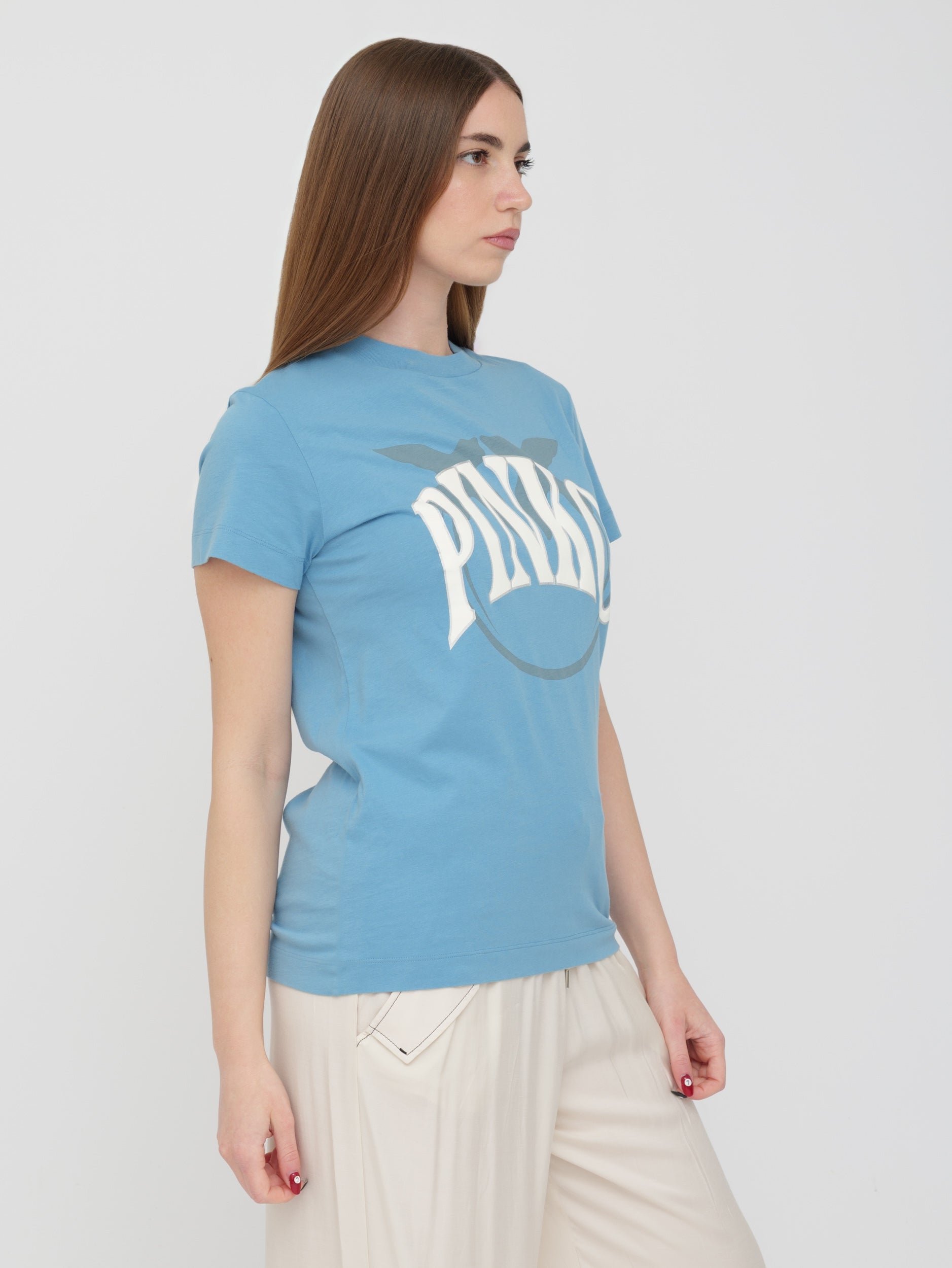PINKO - t-shirt azzurra con logo