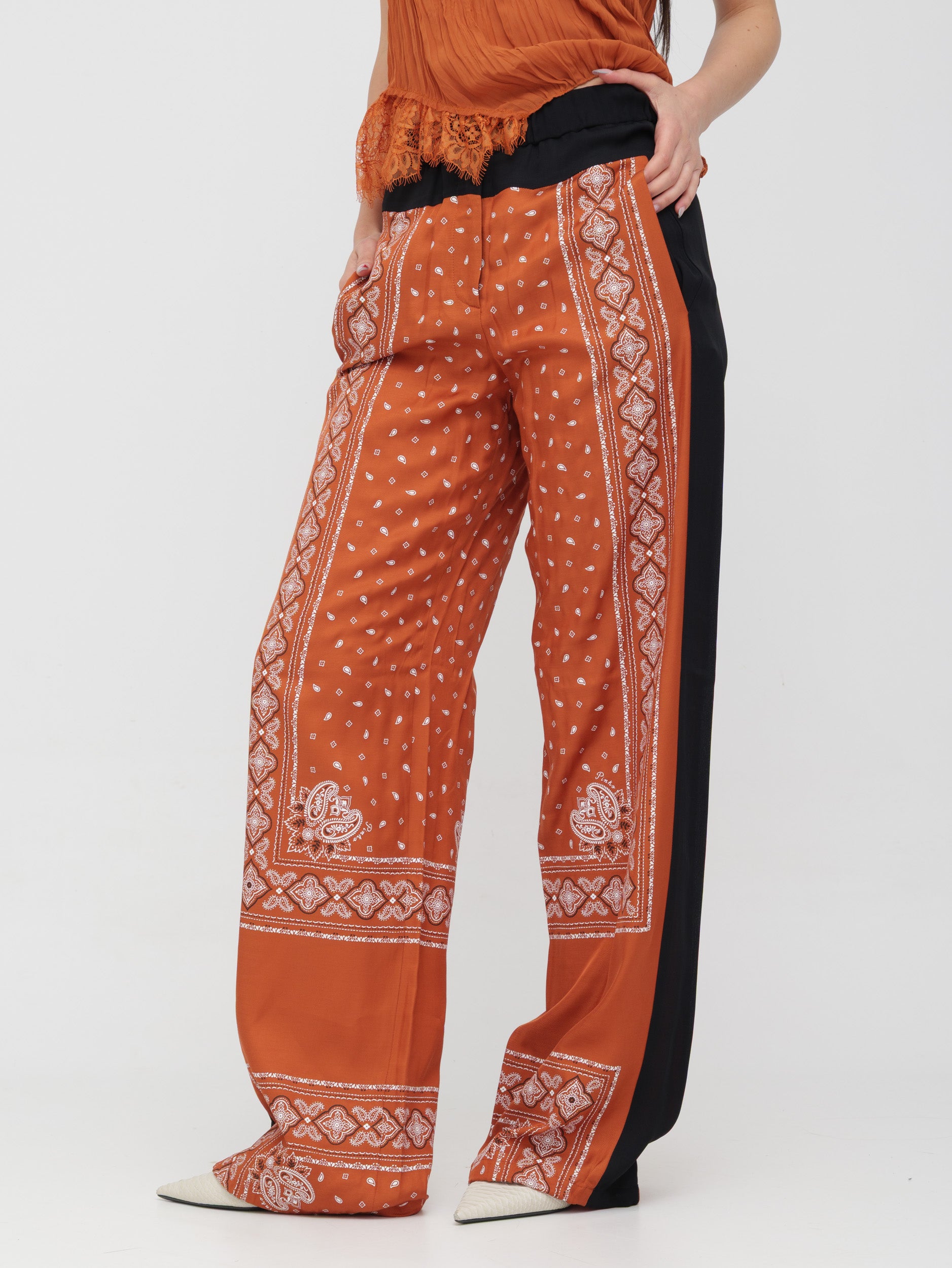 PINKO - pantalone fantasia terracotta
