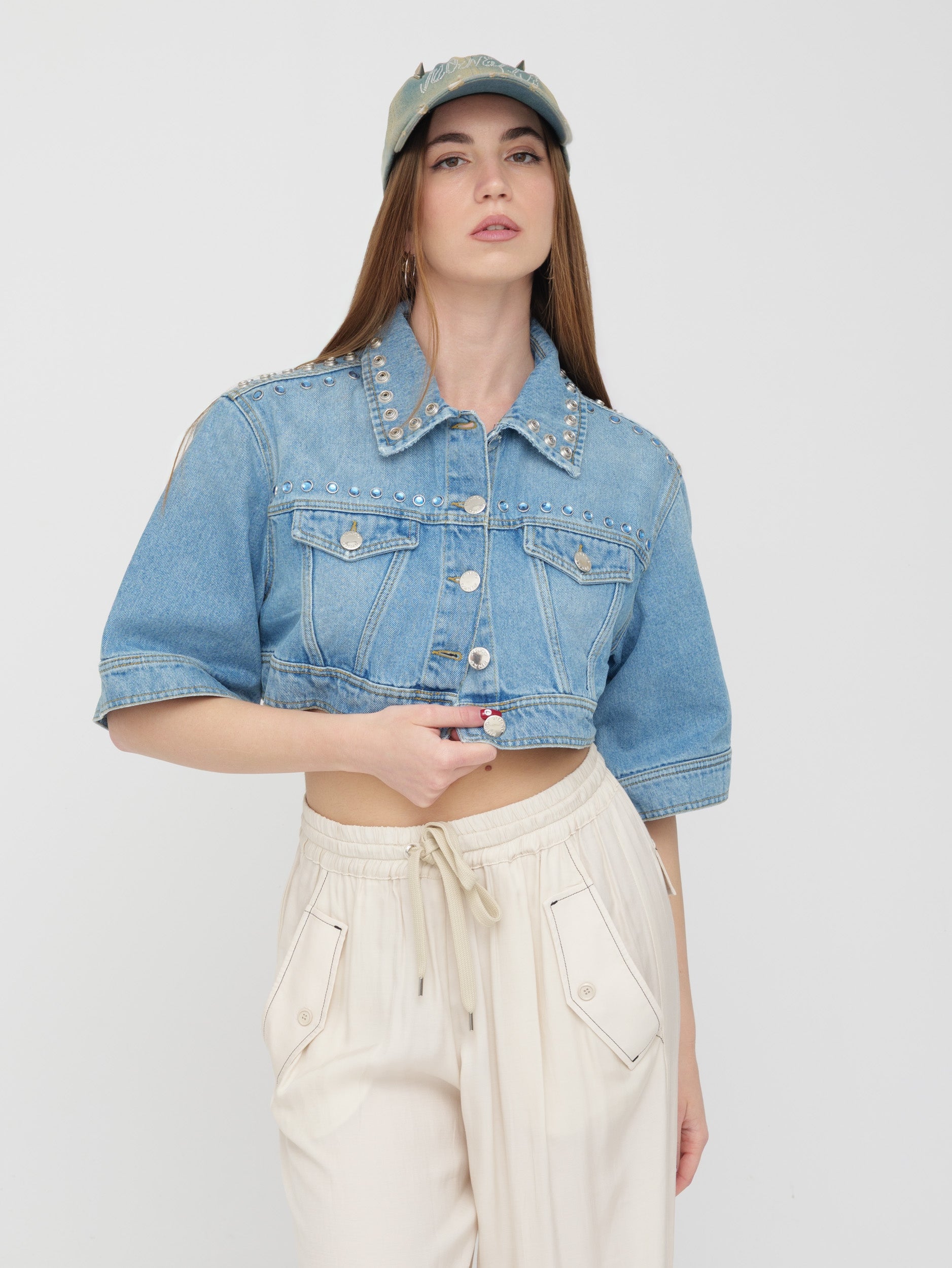 PINKO - giacca cropped in denim