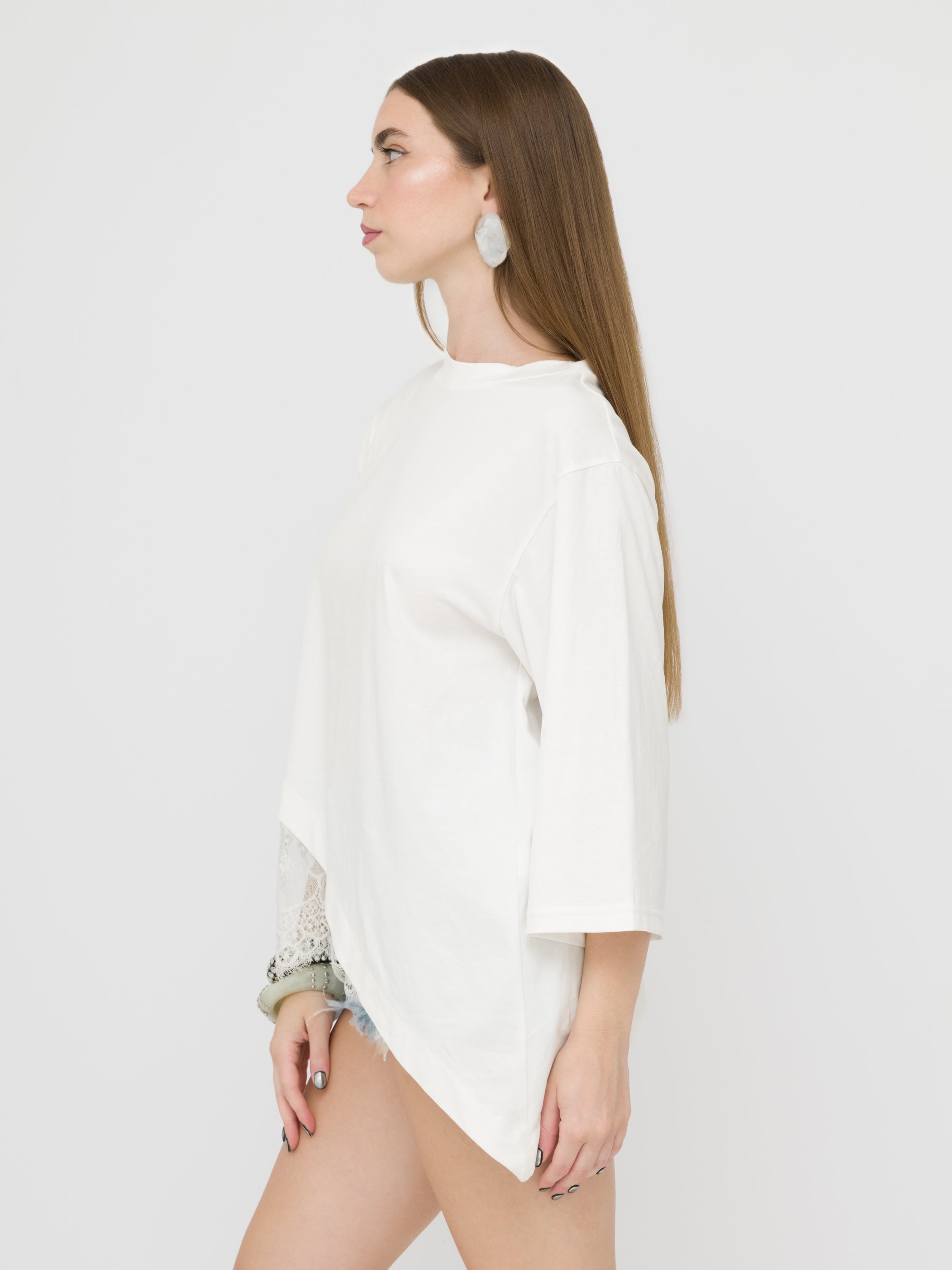 HAVEONE - t- shirt White taglio asimmetrico