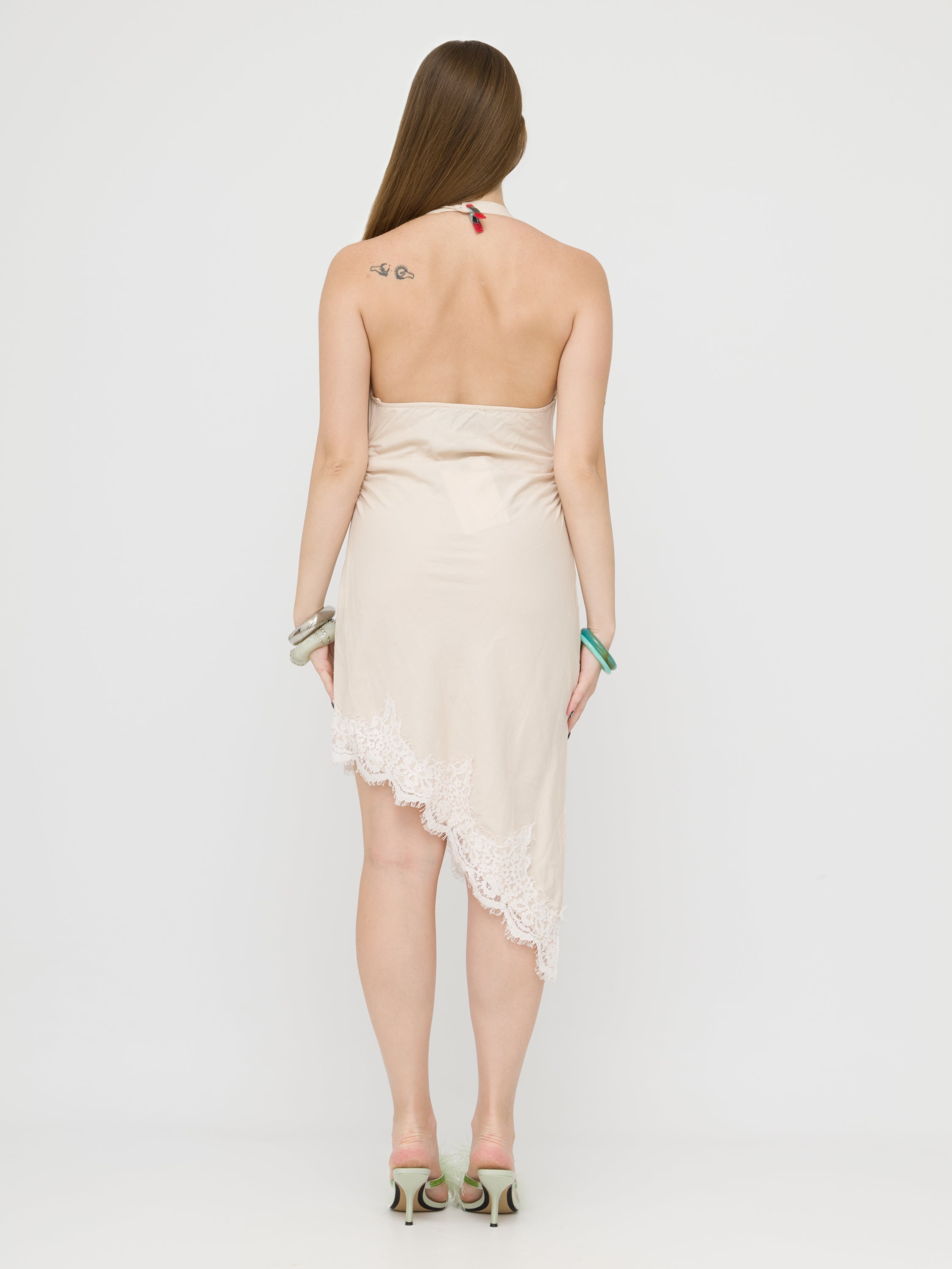 HAVEONE- mini dress White cream asimmetrico