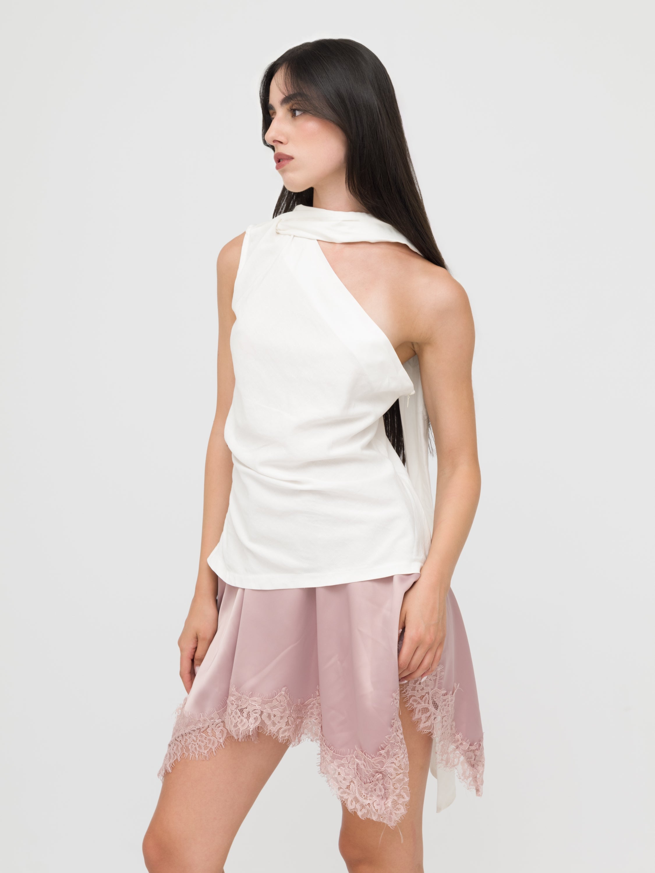 DIXIE - top monospalla White asimmetrico