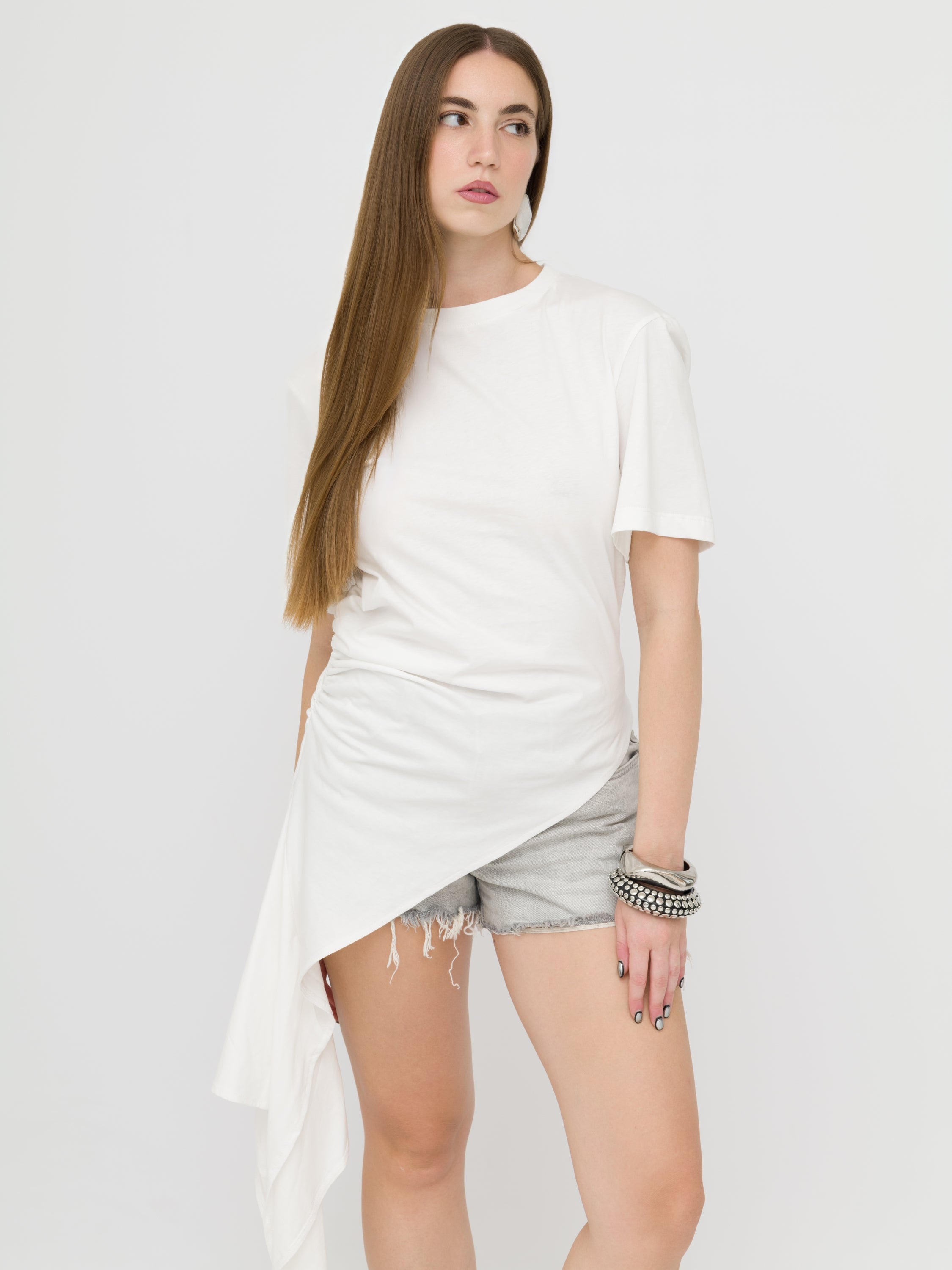 HAVEONE - t- shirt White asimmetrica