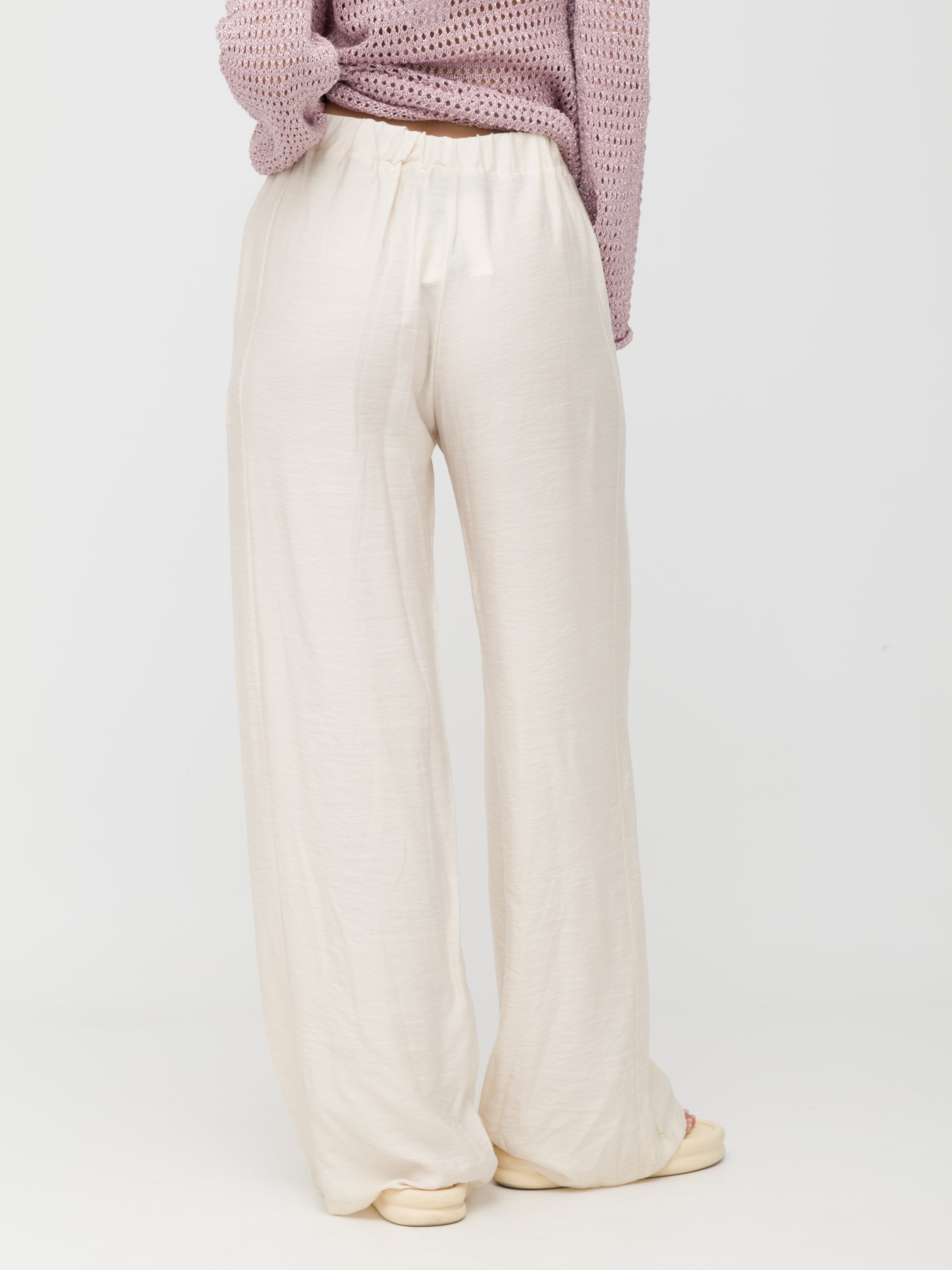 HAVEONE - pantalone wide leg leggero White cream