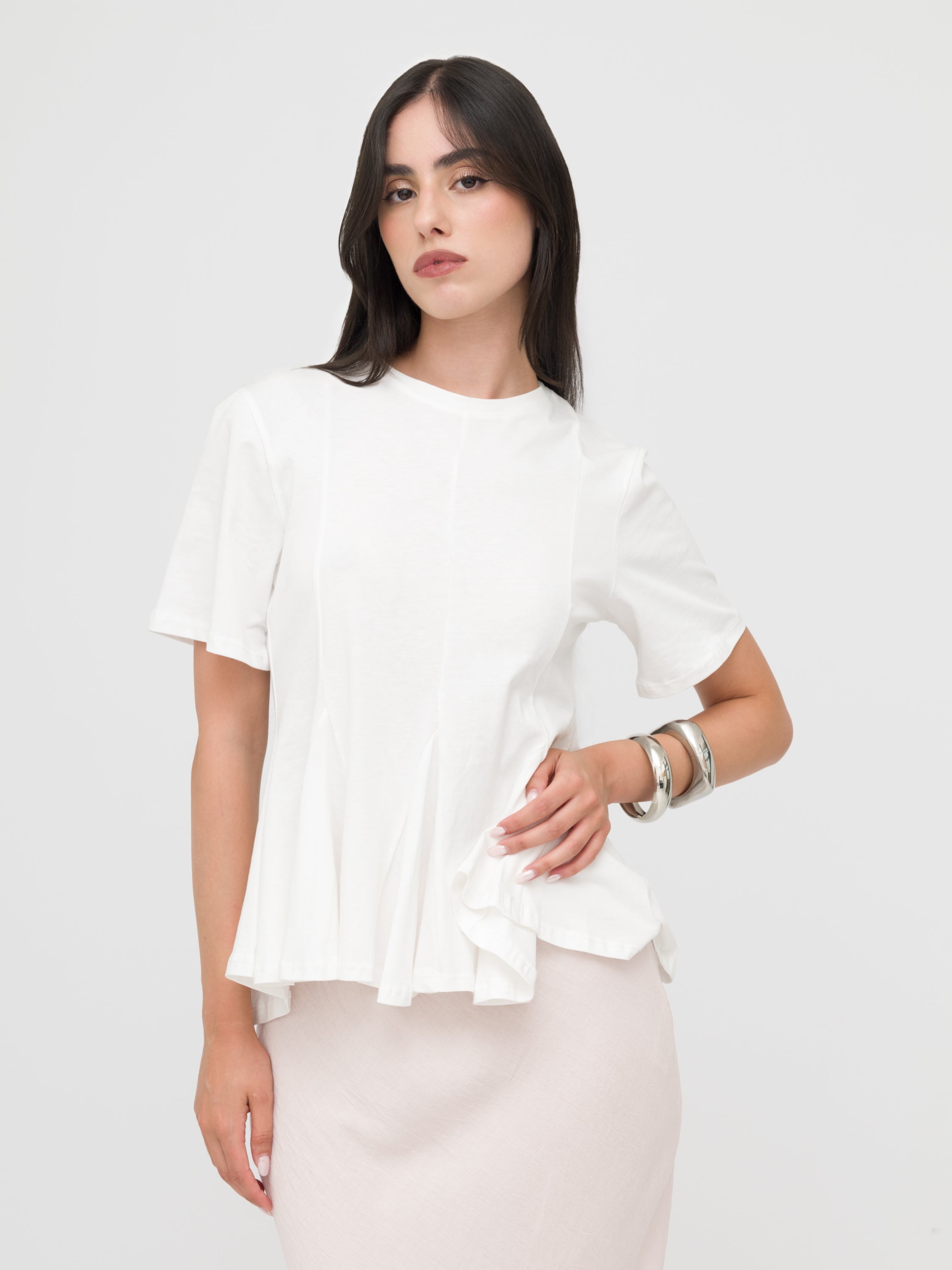 HAVEONE - t-shirt white a corsetto