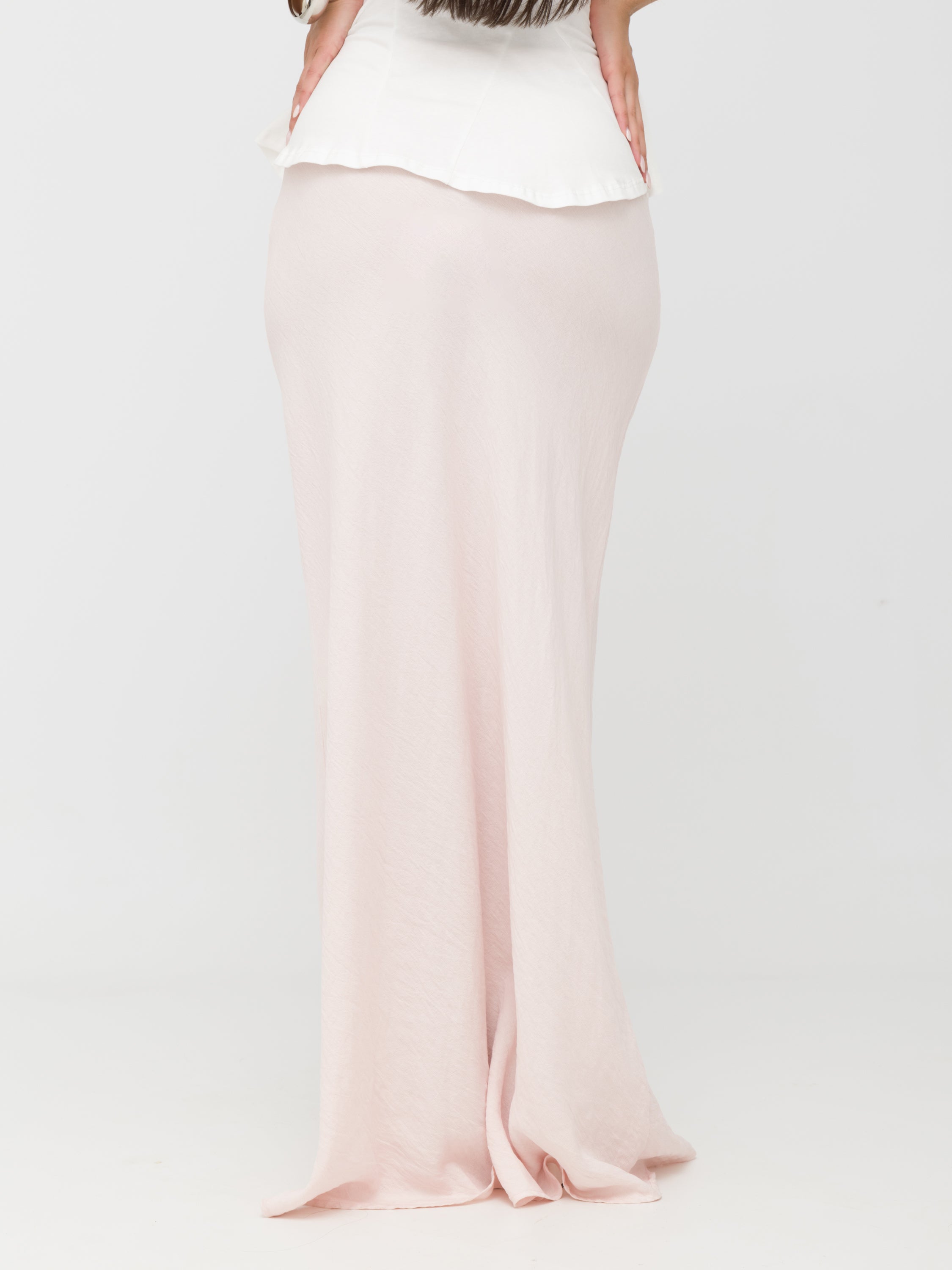 TENSIONE IN - maxi skirt rosa di lino