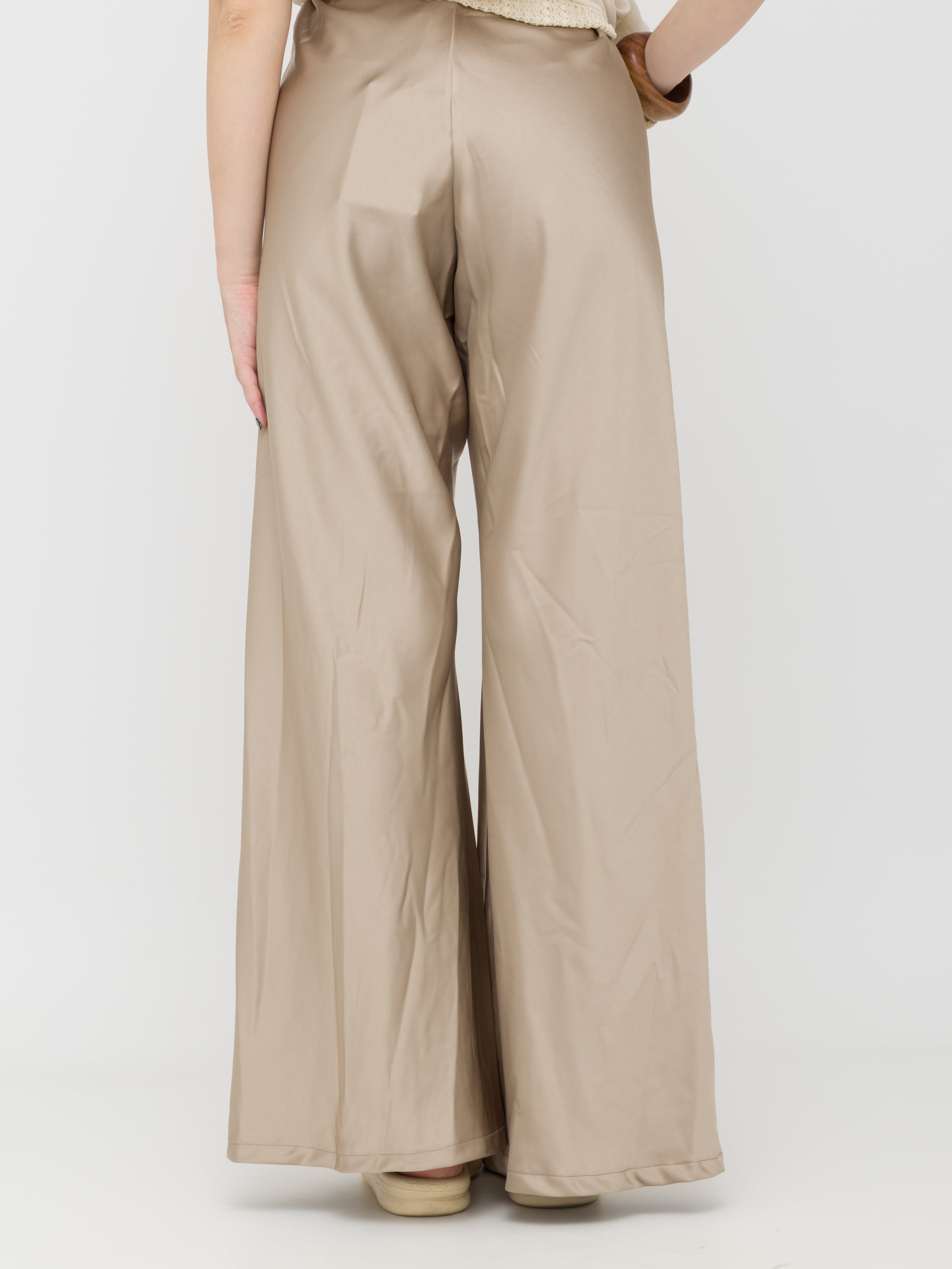 HAVEONE - pantalone wide leg satinato