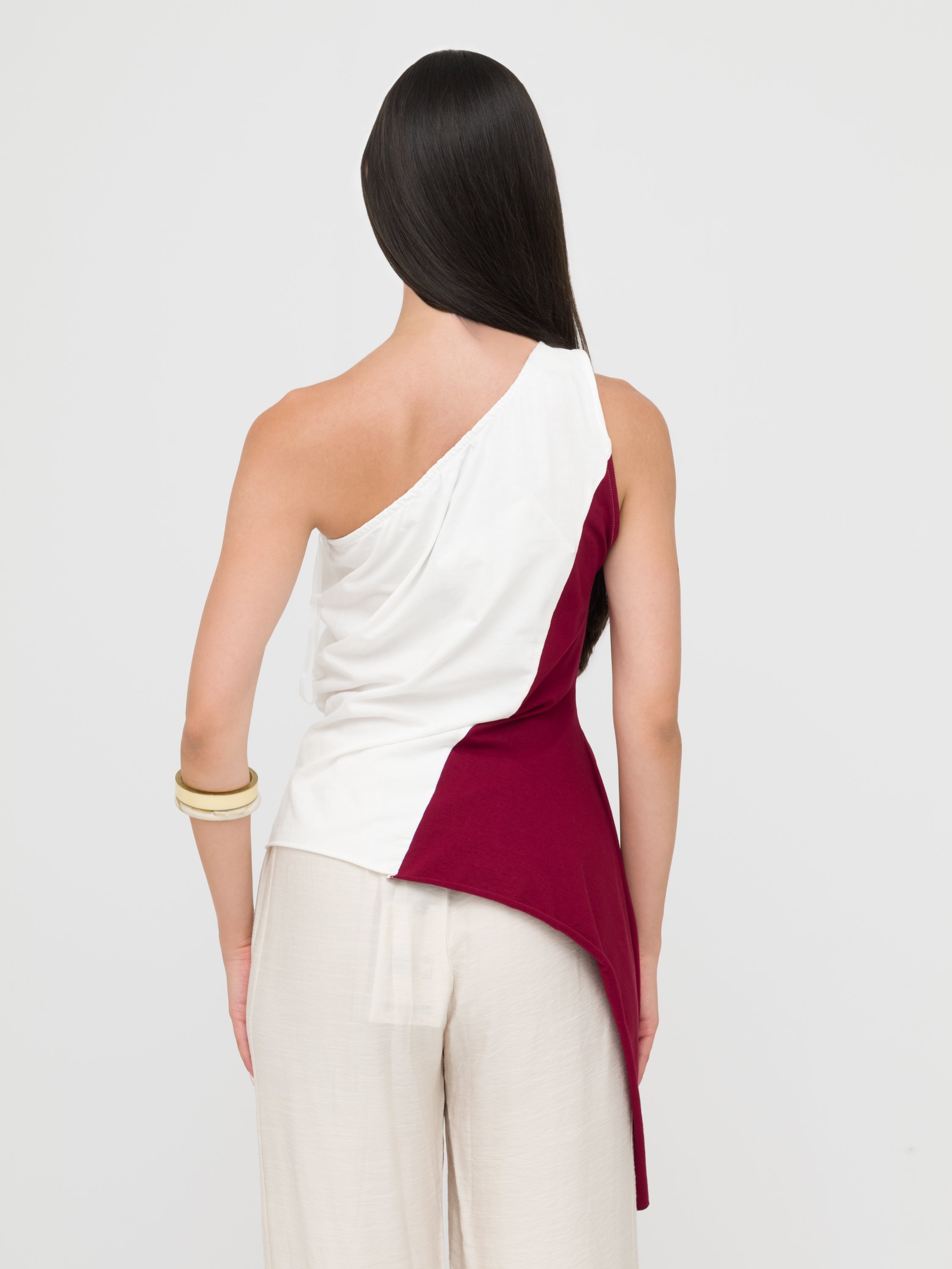 HAVEONE- top asimmetrico White & red