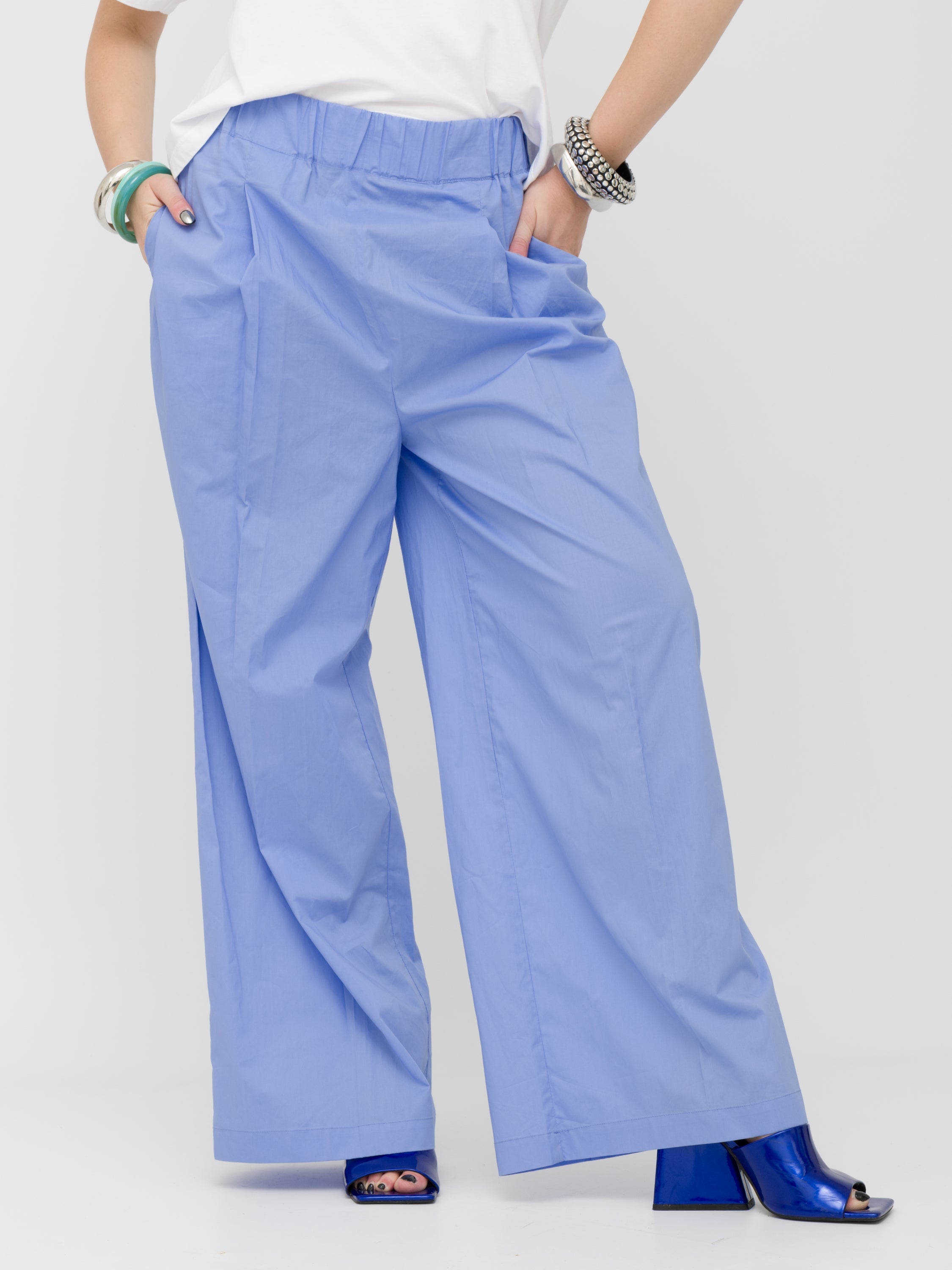 EMMA & GAIA- pantalone wide leg celeste