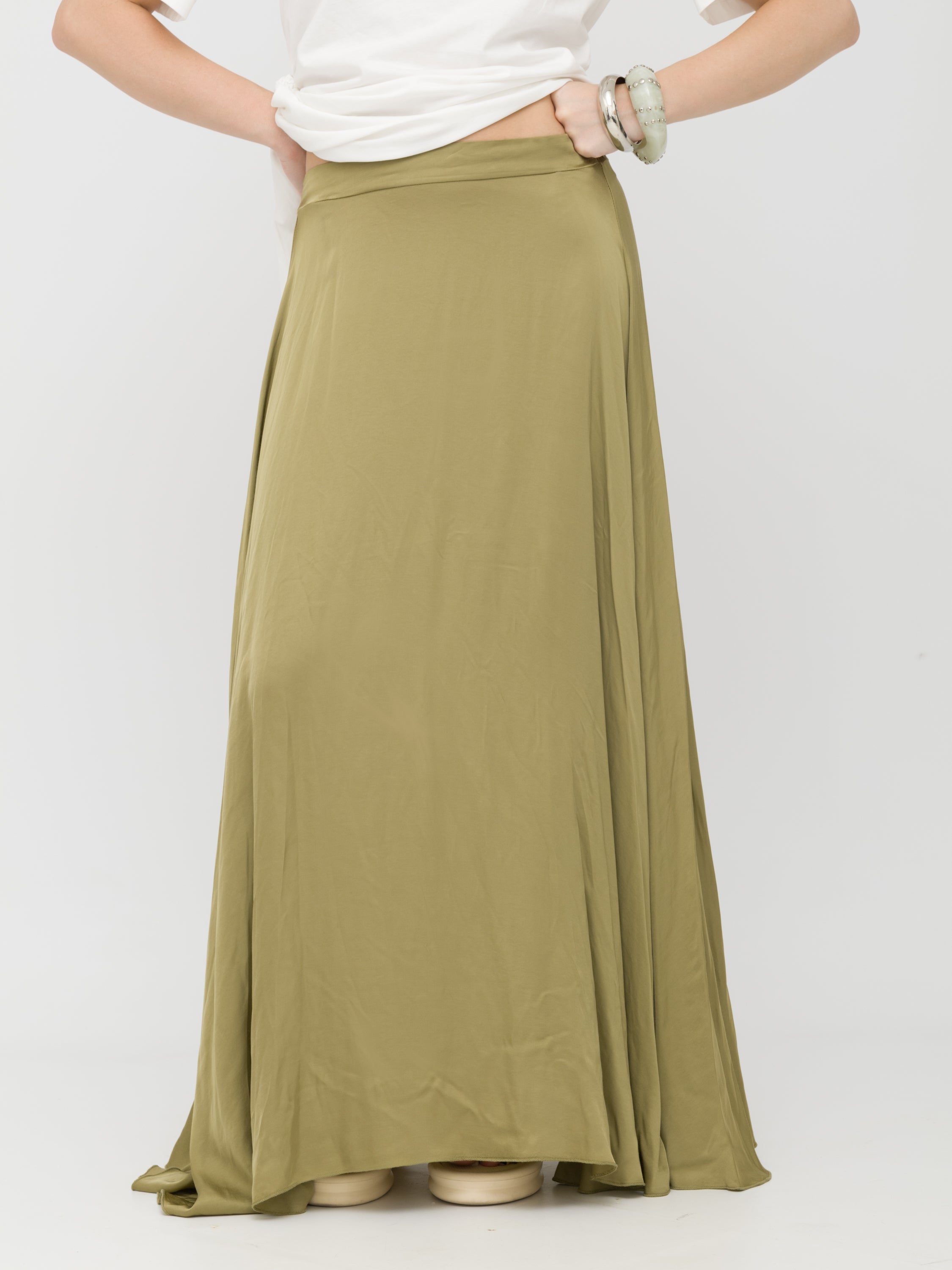 HAVEONE- maxi skirt satinata