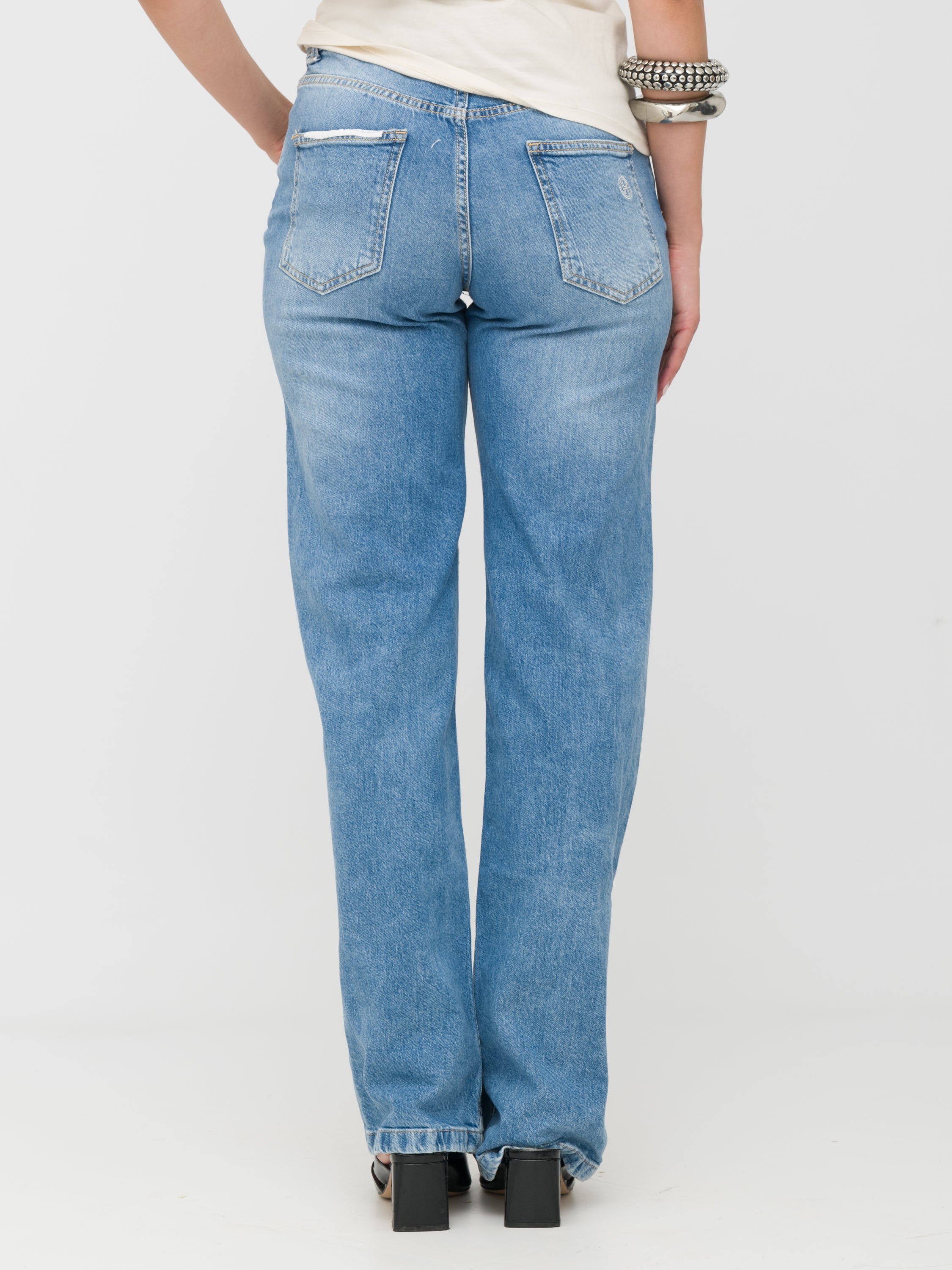 HAVEONE- jeans wide leg a vita alta