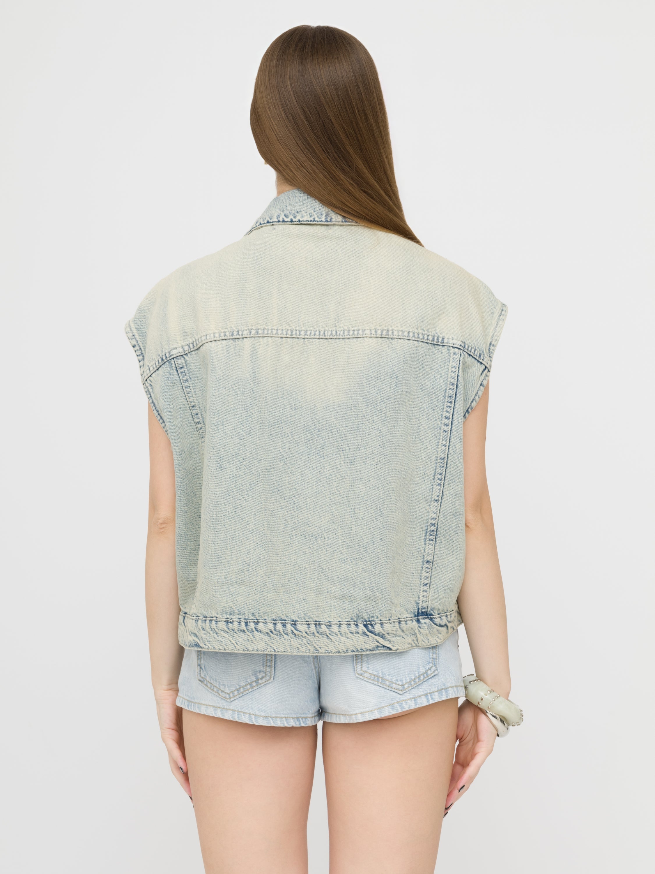 HAVEONE- gilet over in denim