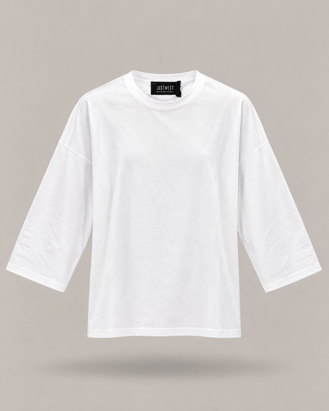 JUST WEST - longsleeve bianca boxy