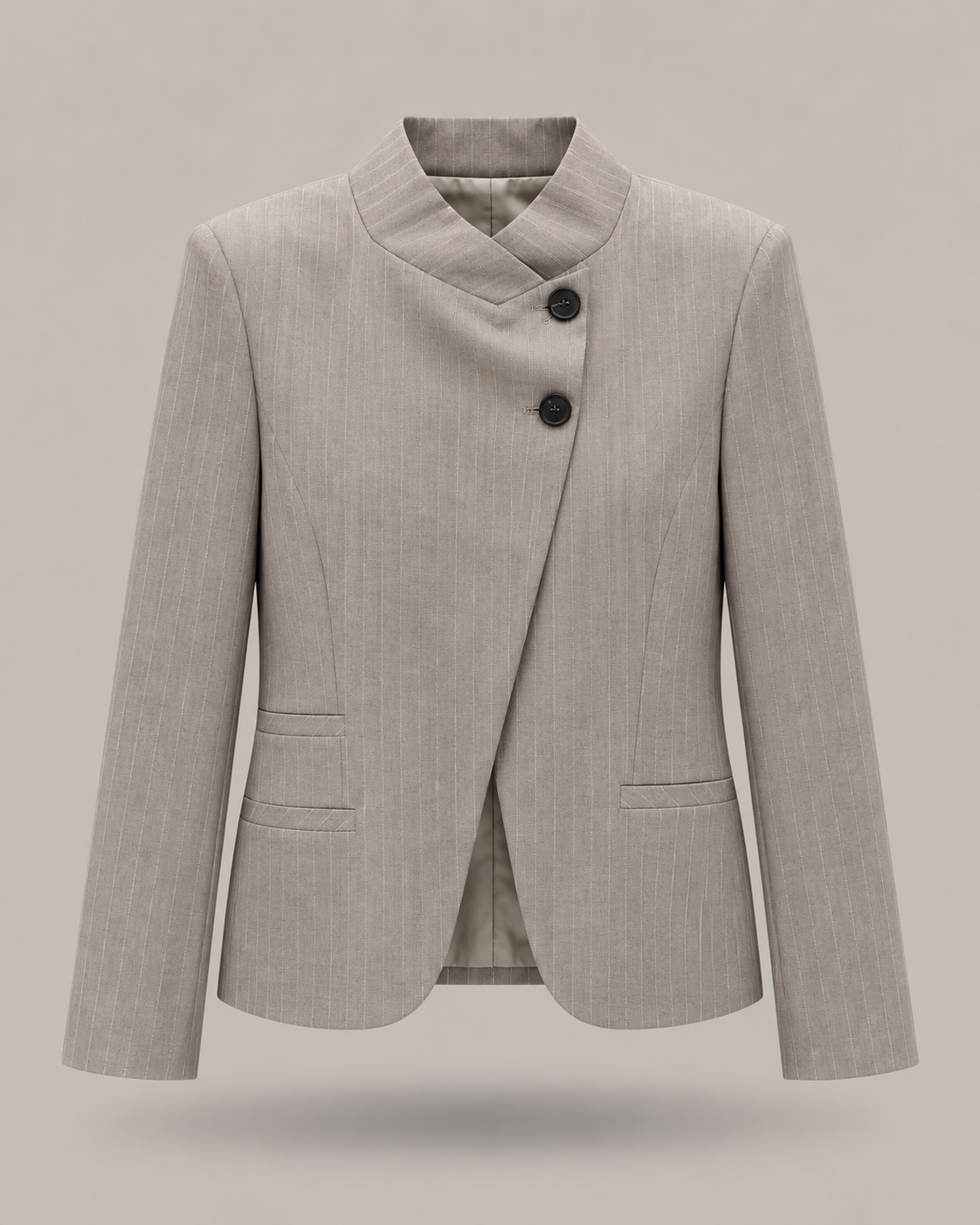 HAVEONE - blazer gessato grigio taglio asimmetrico