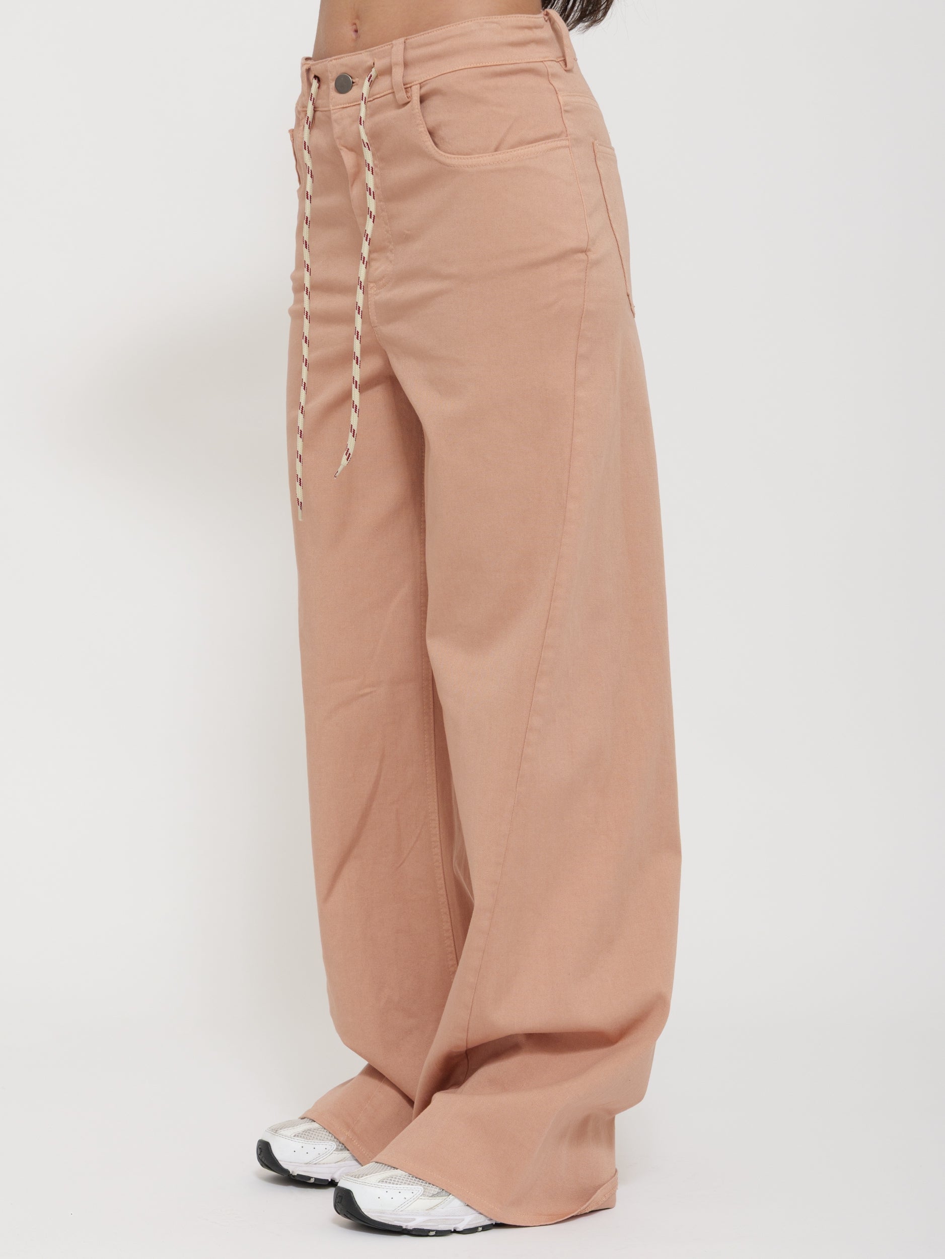 Pantalone Wide Leg Vita Alta con Coulisse